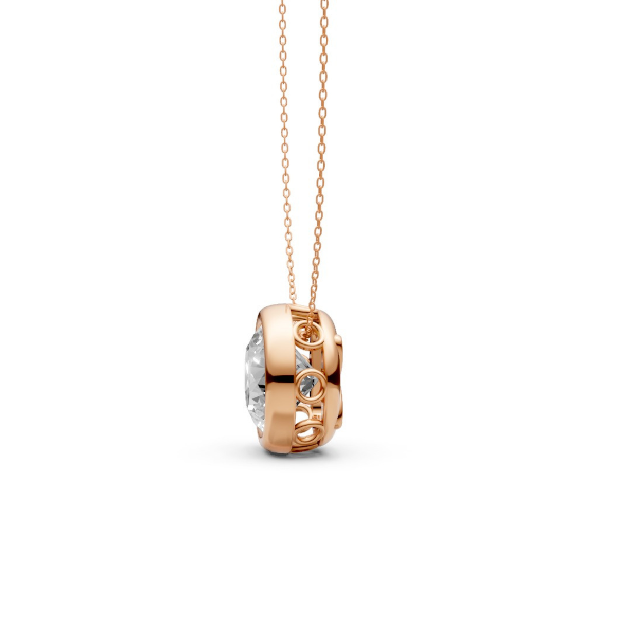 Round Diamond Pendant in 18KT Gold with Modern Bezel