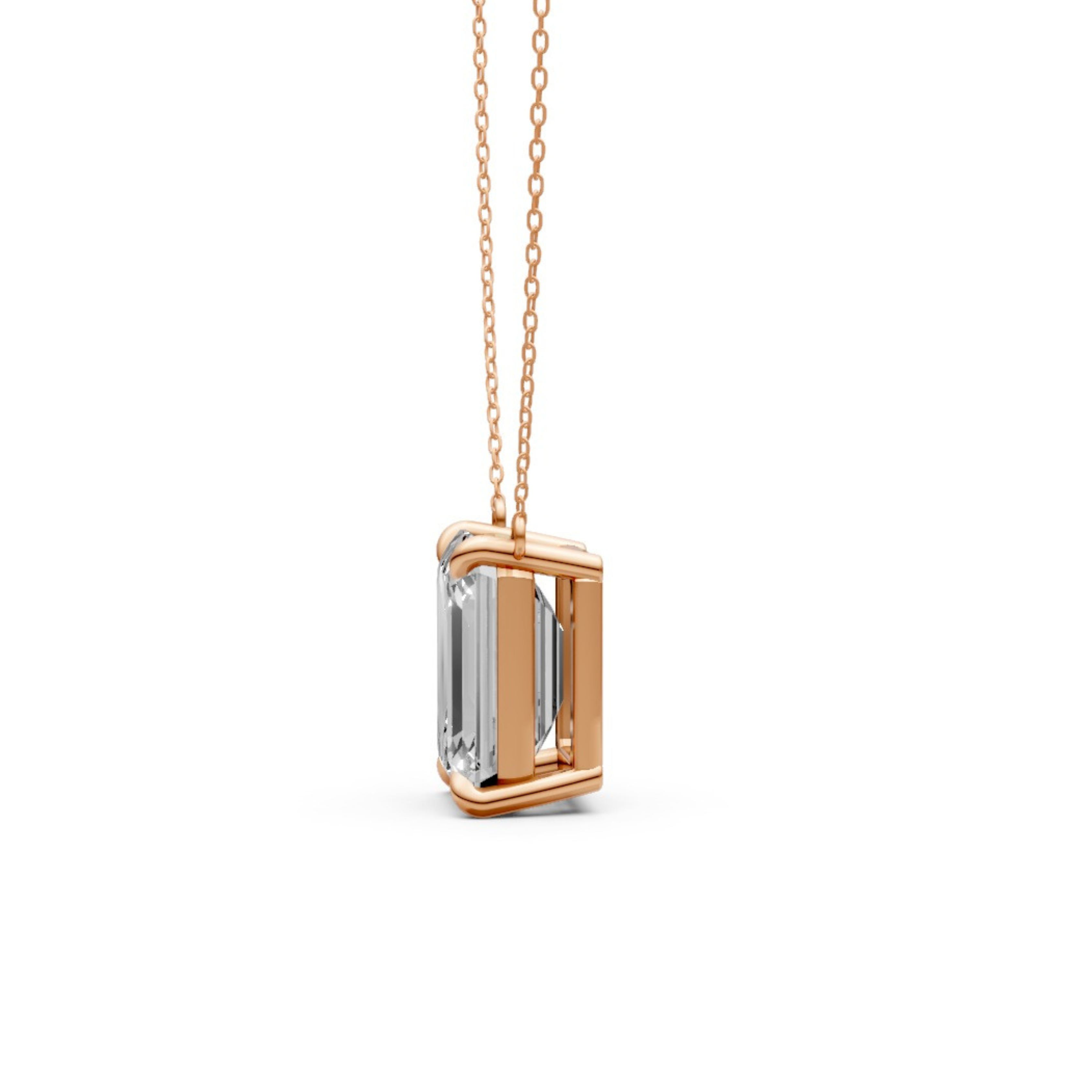 Emerald Cut Diamond Pendant in 18KT Gold Four-Prong