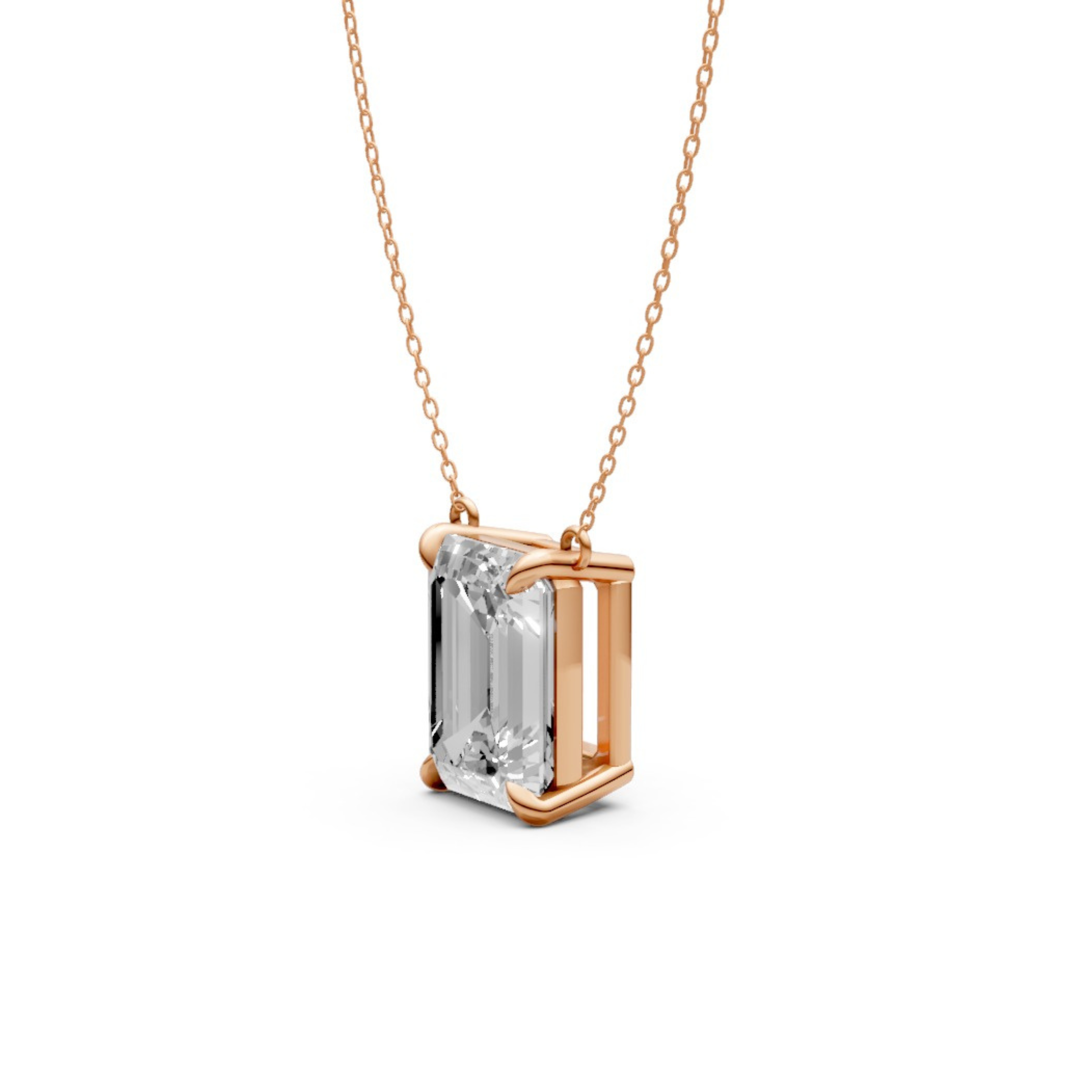 Emerald Cut Diamond Pendant in 18KT Gold Four-Prong