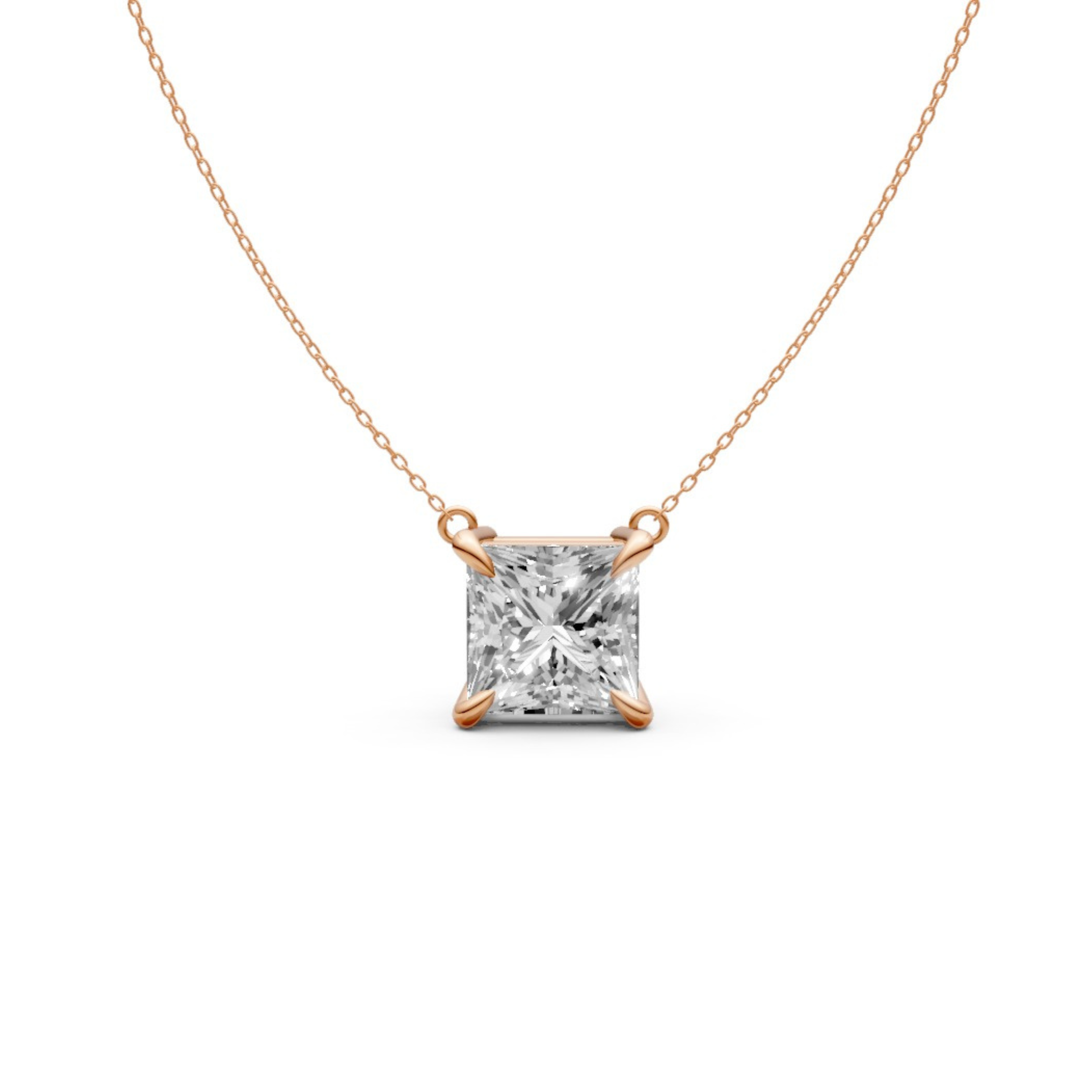 Princess Cut Diamond Pendant in 18KT Gold Four-Prong