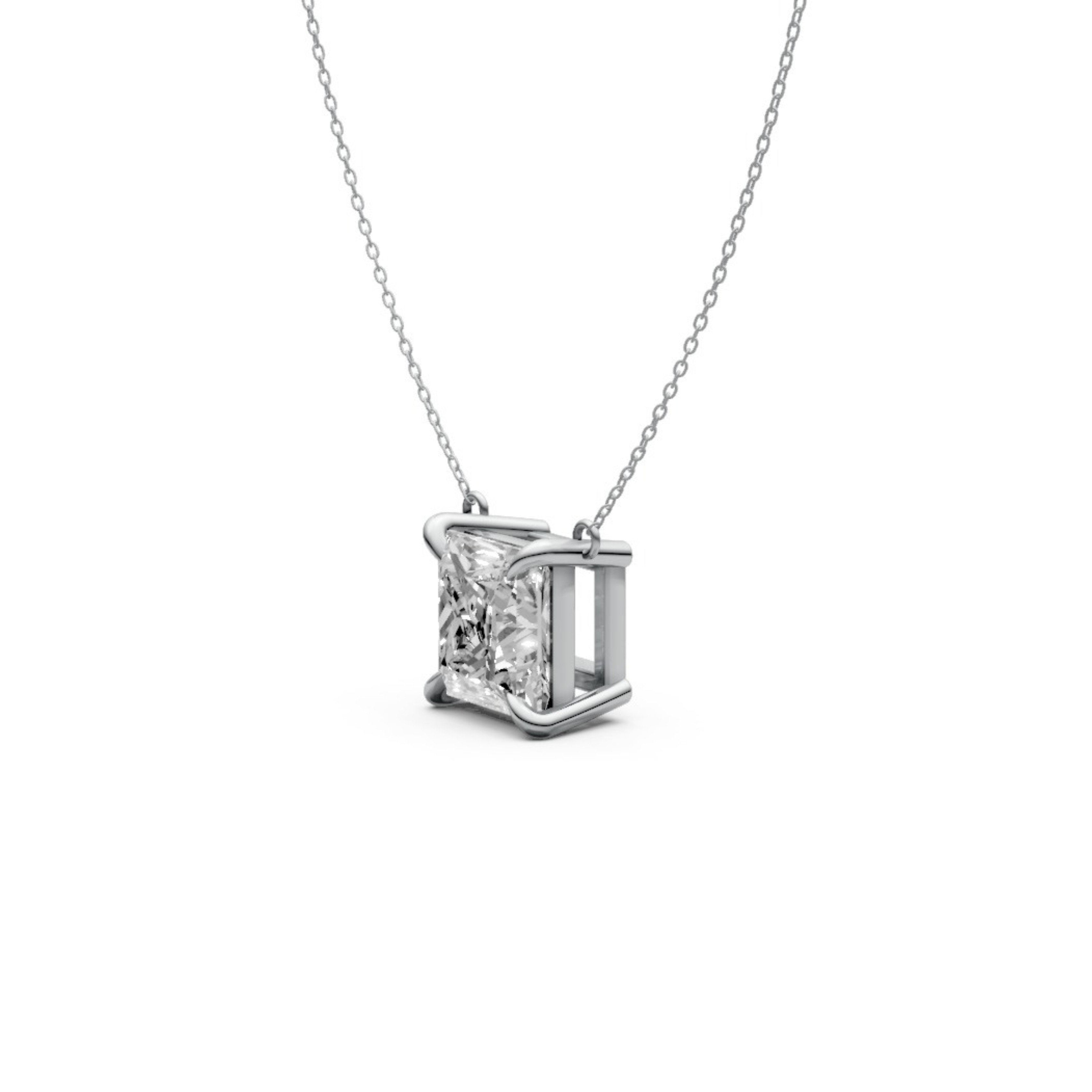 Princess Cut Diamond Pendant in 18KT Gold Four-Prong
