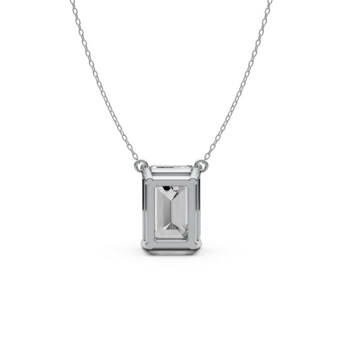 Emerald Cut Diamond Pendant in 18KT Gold Four-Prong