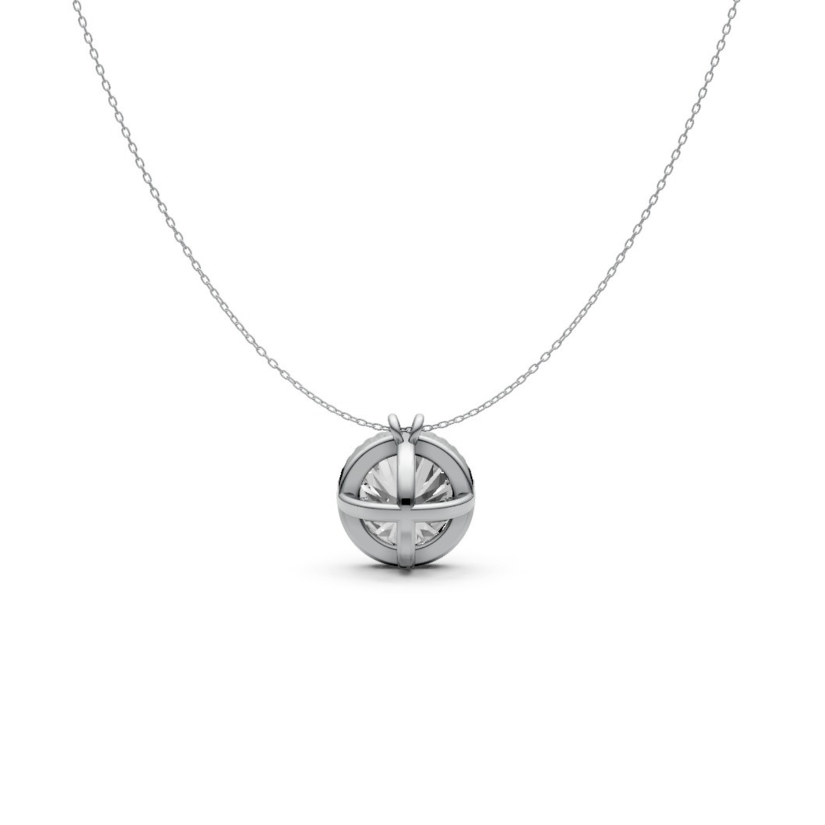 Round Diamond Pendant in 18KT Gold Milgrain Bezel