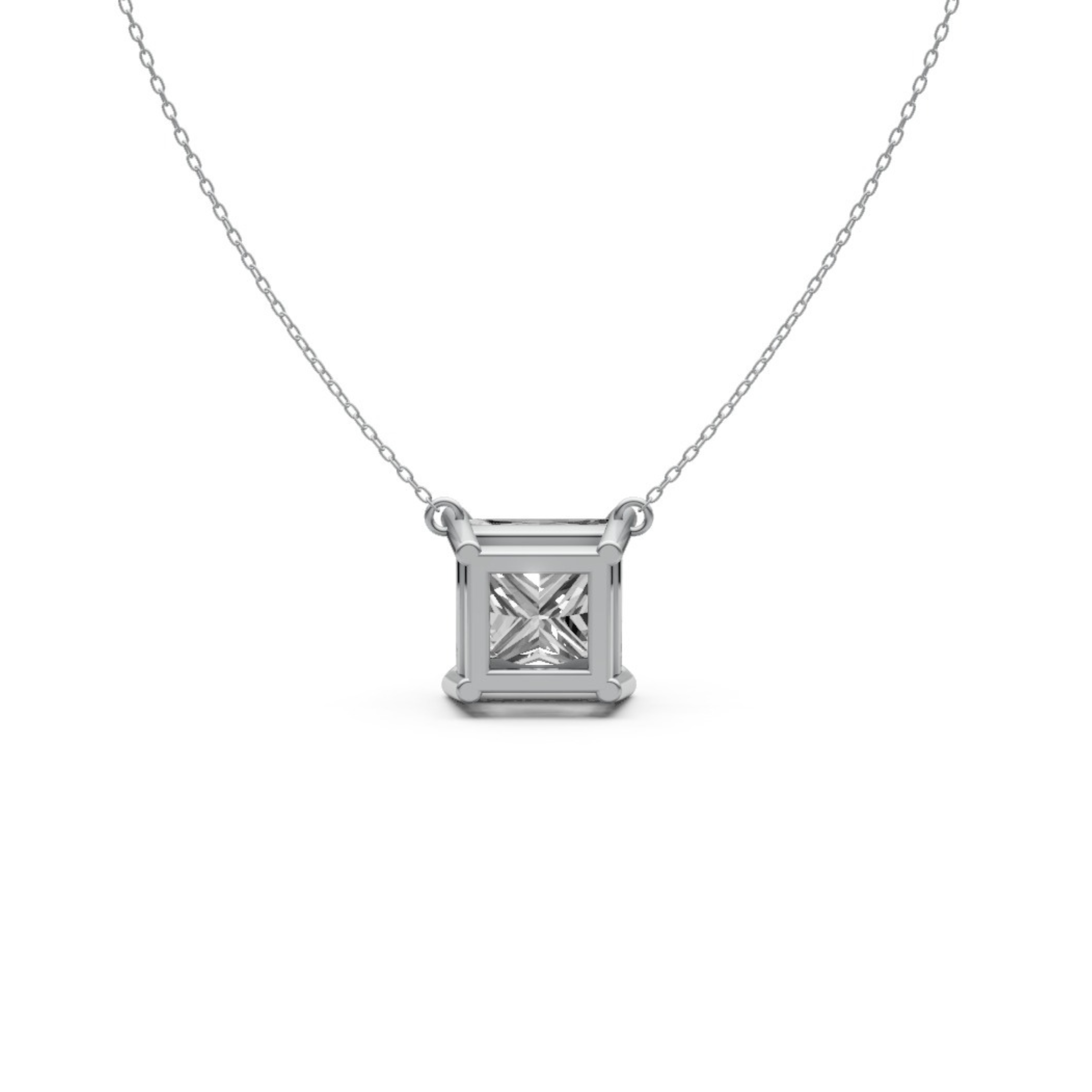 Princess Cut Diamond Pendant in 18KT Gold Four-Prong