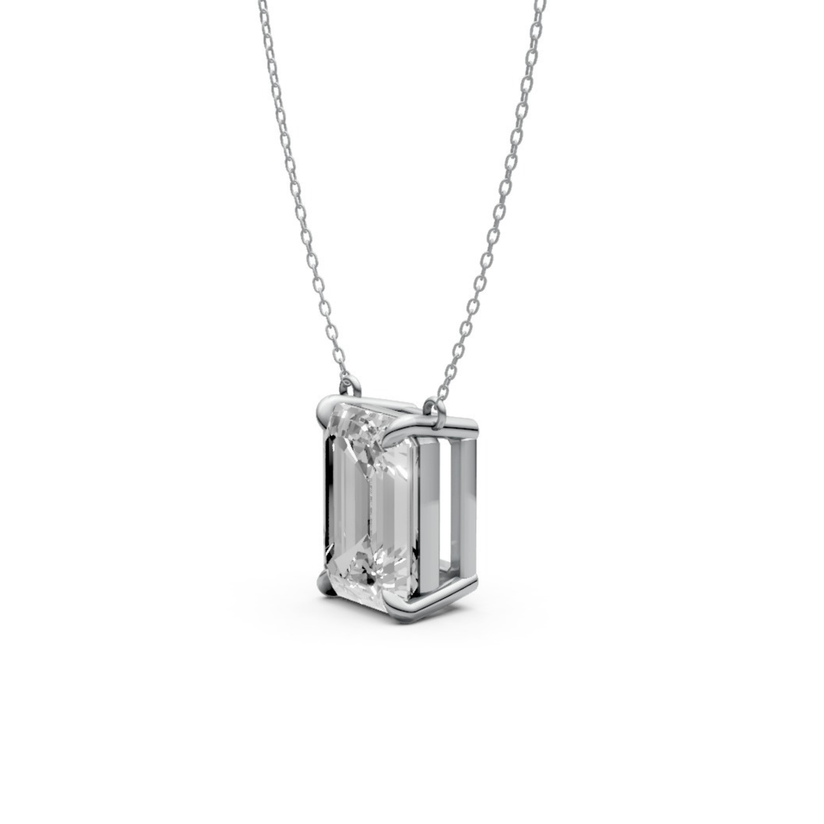 Emerald Cut Diamond Pendant in 18KT Gold Four-Prong