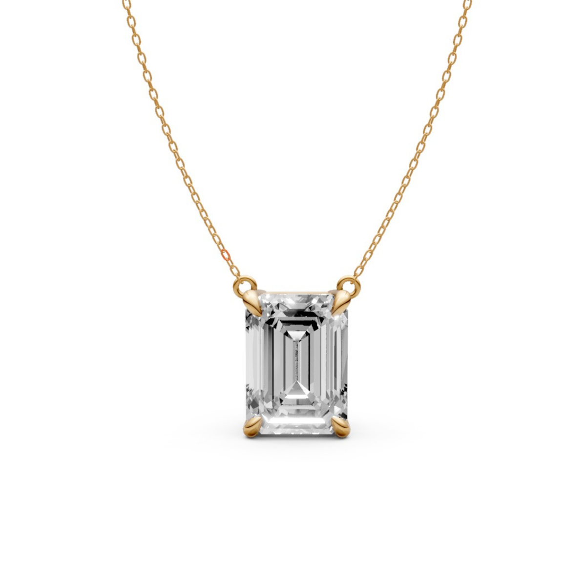 Emerald Cut Diamond Pendant in 18KT Gold Four-Prong