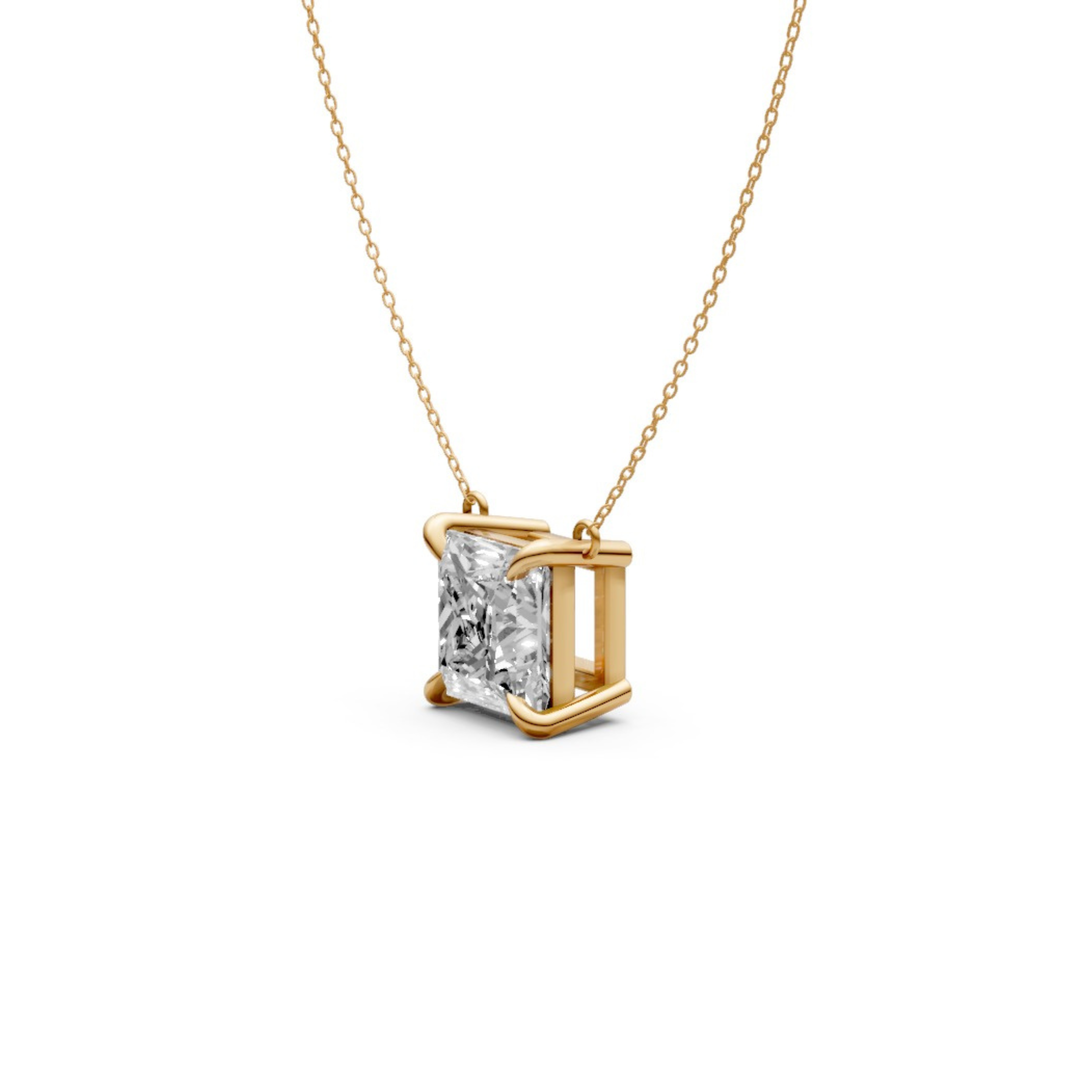 Princess Cut Diamond Pendant in 18KT Gold Four-Prong