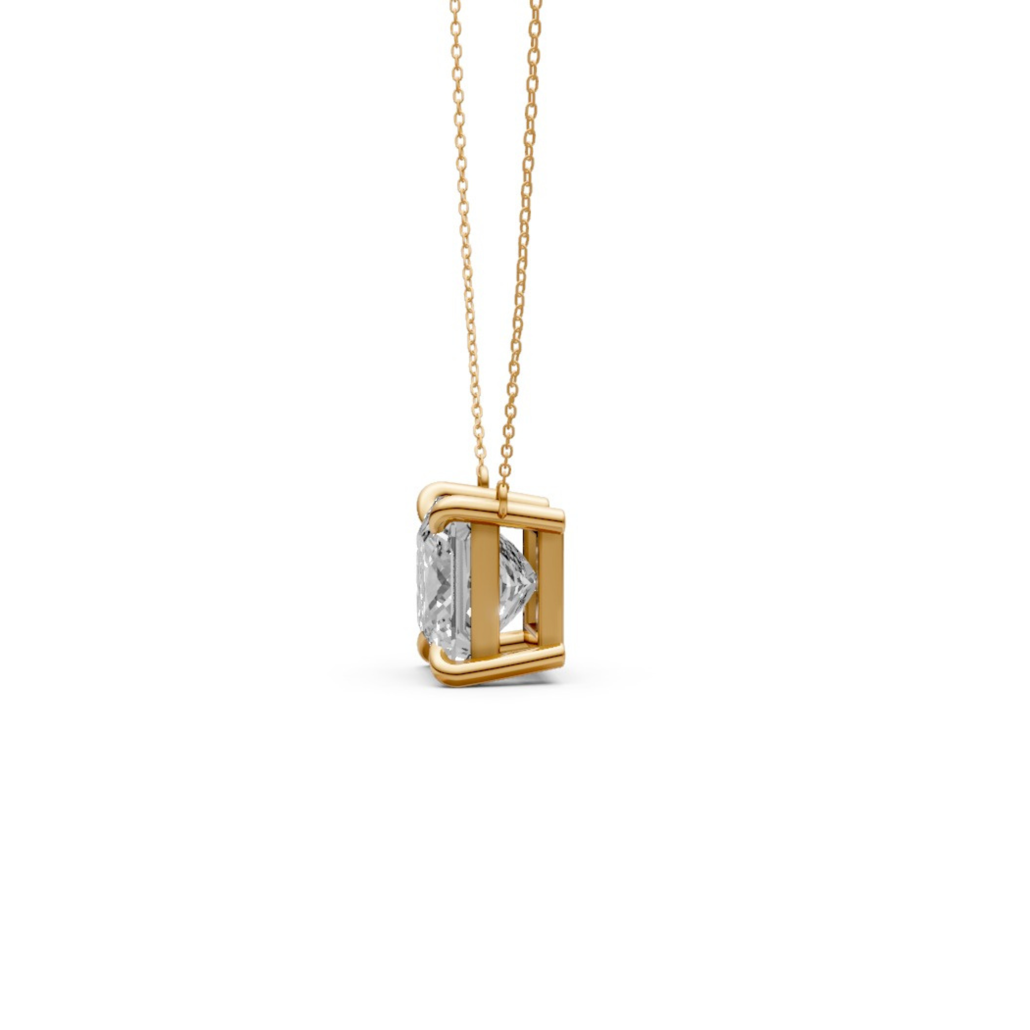 Princess Cut Diamond Pendant in 18KT Gold Four-Prong
