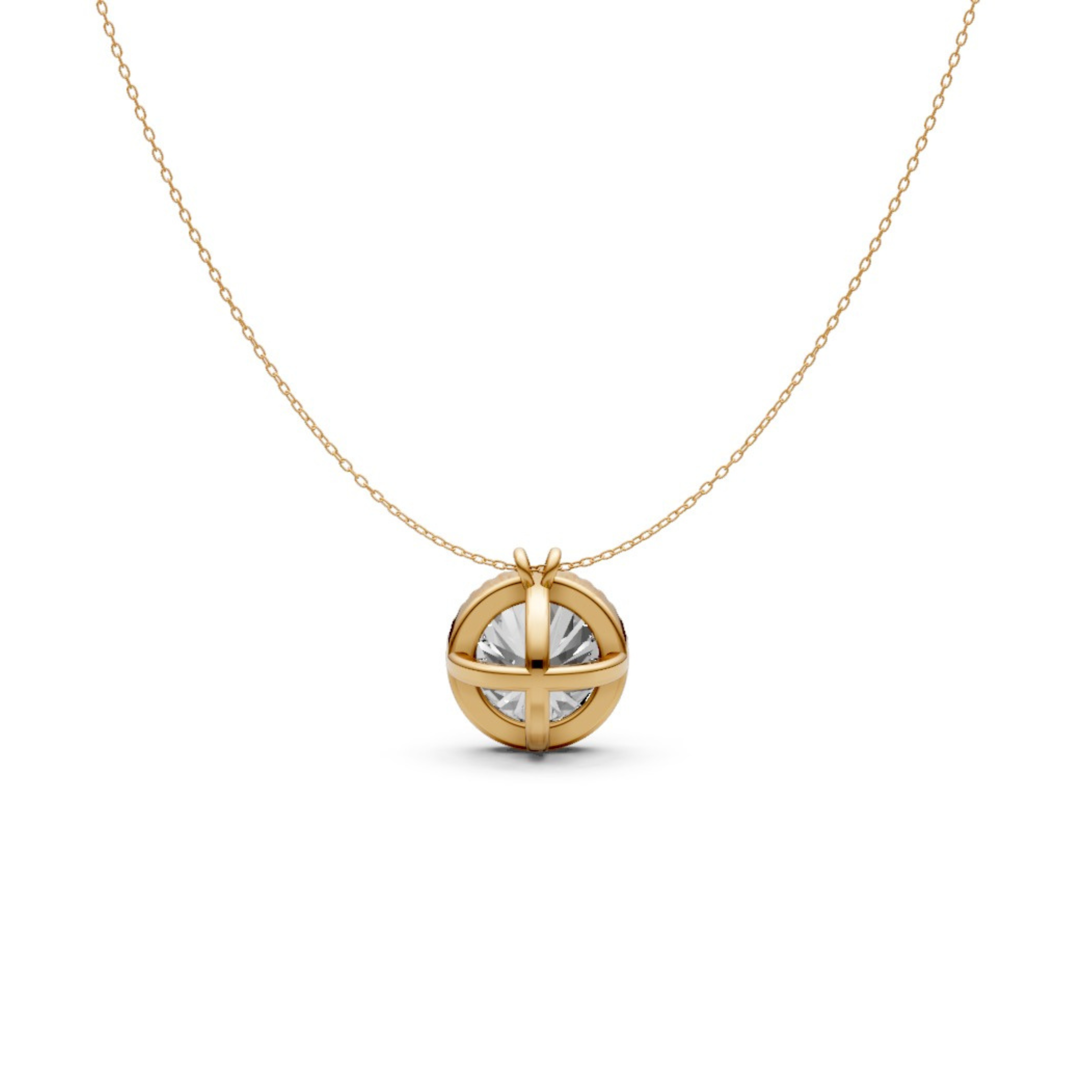 Round Diamond Pendant in 18KT Gold Milgrain Bezel