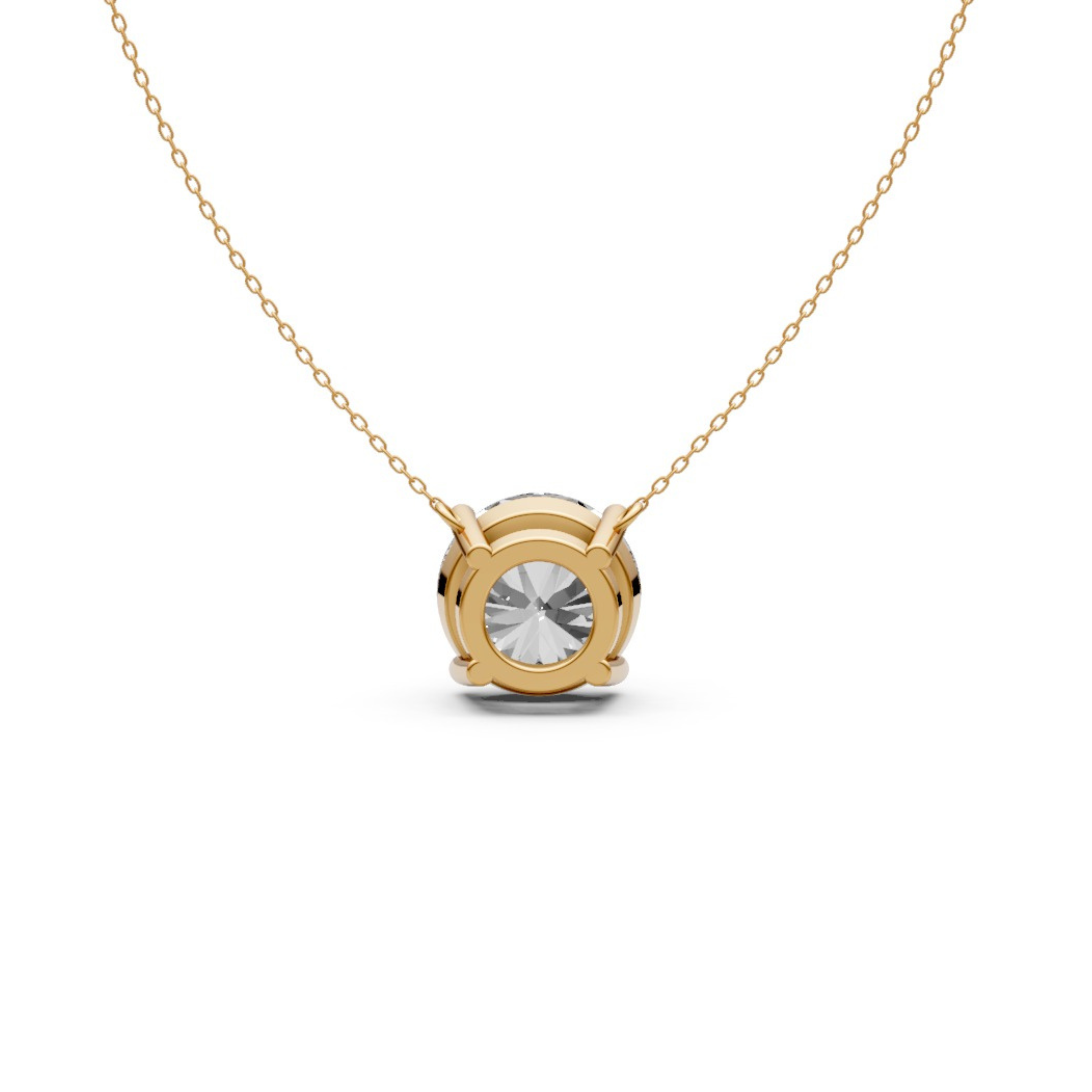 Round Diamond Solitaire Pendant in 18KT Gold, Four-Prong