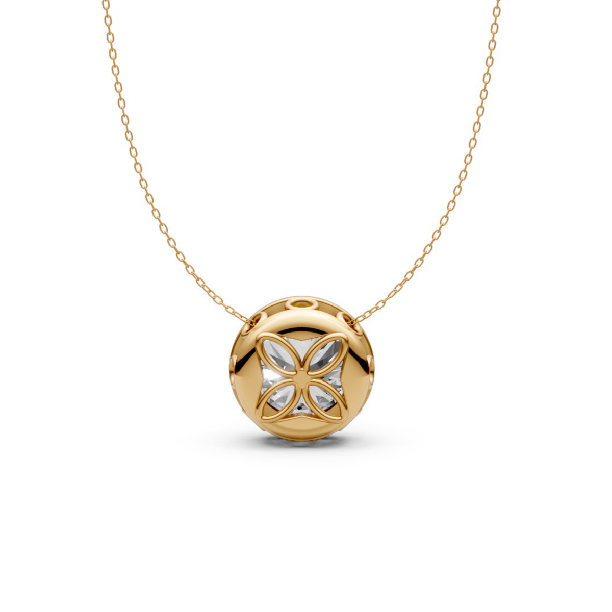 Round Diamond Pendant in 18KT Gold with Modern Bezel