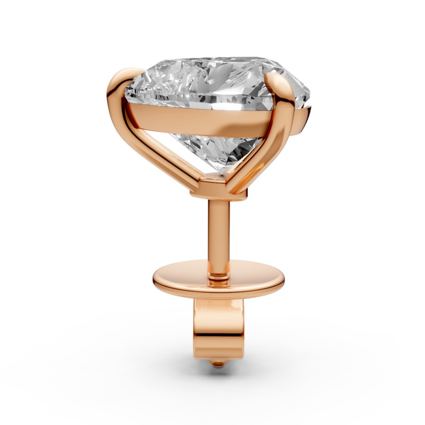 Heart-Shaped Stud Earrings with 2 CT Diamonds in 18K Gold