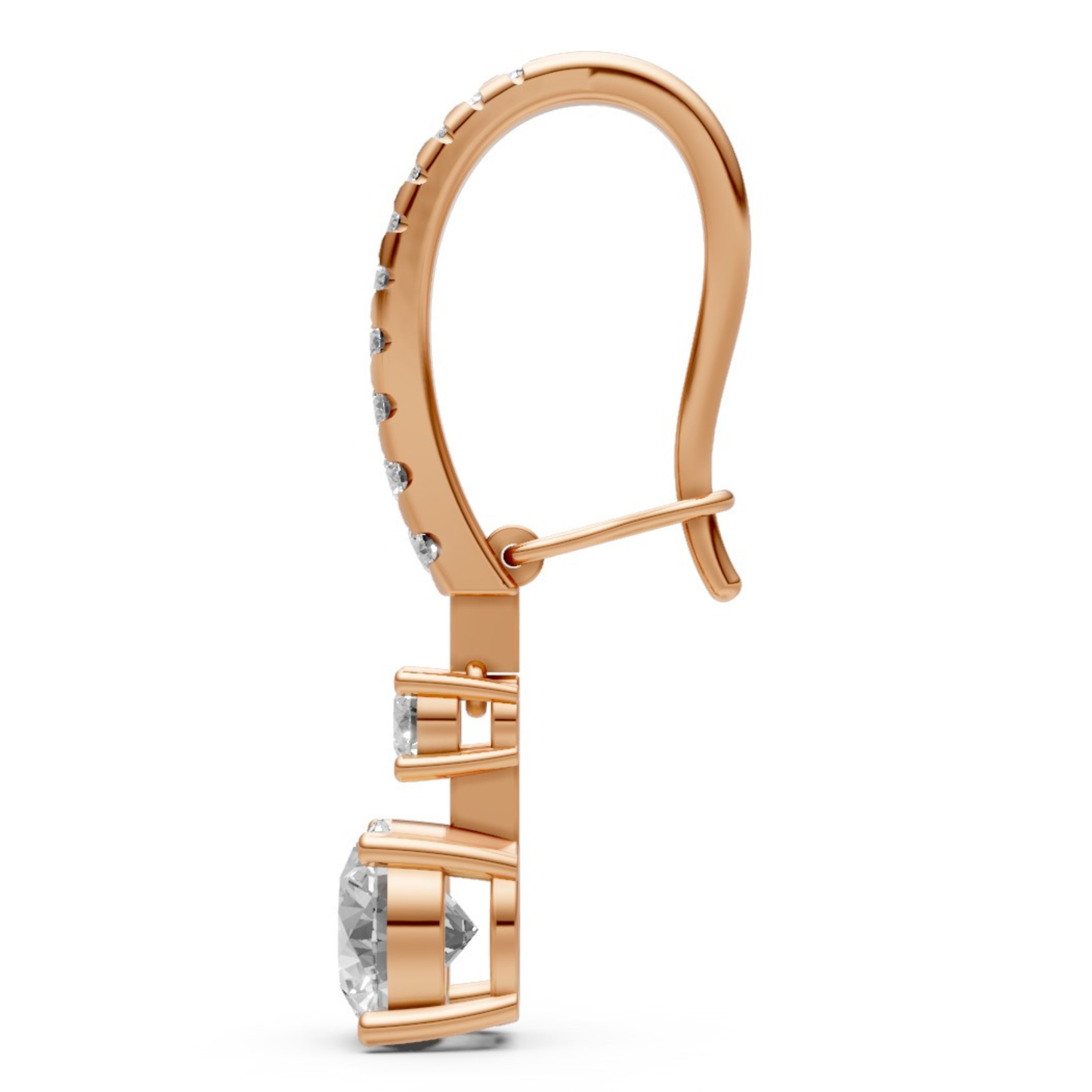 18K Gold Hoop Earrings with 1 CT Solitaire Lab-Grown Diamonds