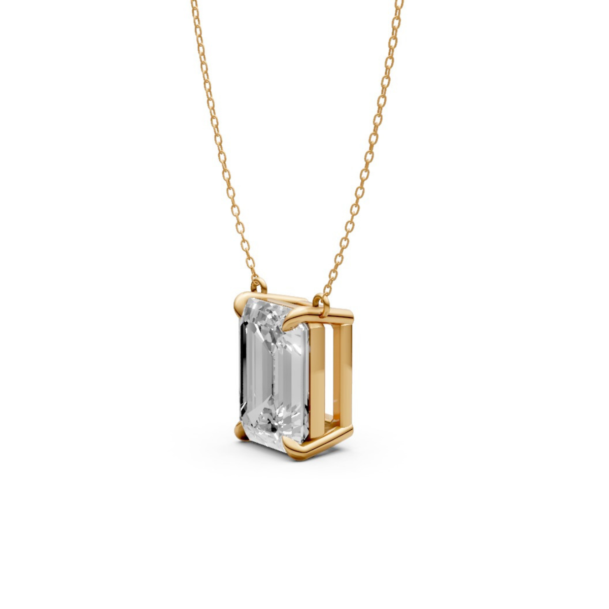 Emerald Cut Diamond Pendant in 18KT Gold Four-Prong