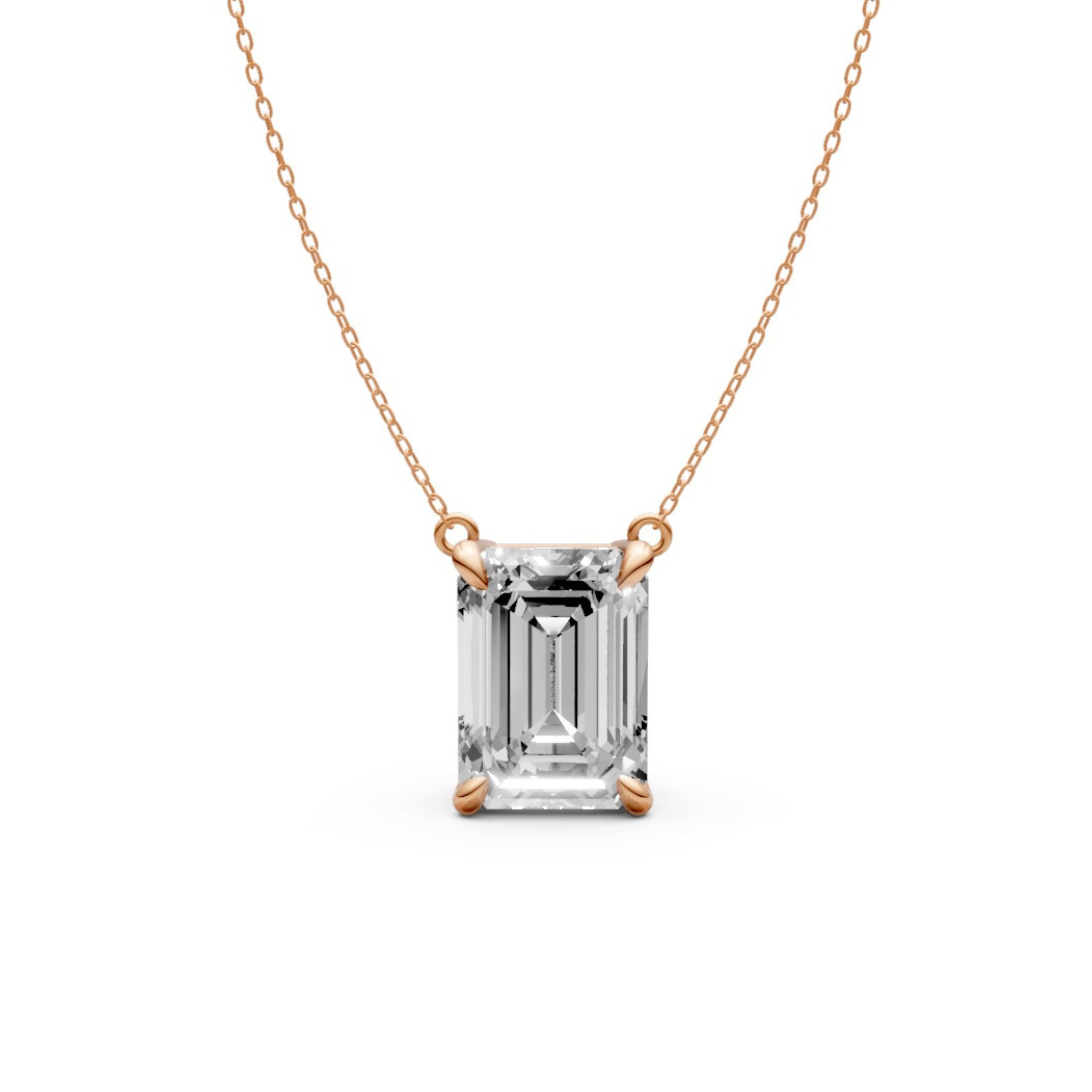 Emerald Cut Diamond Pendant in 18KT Gold Four-Prong