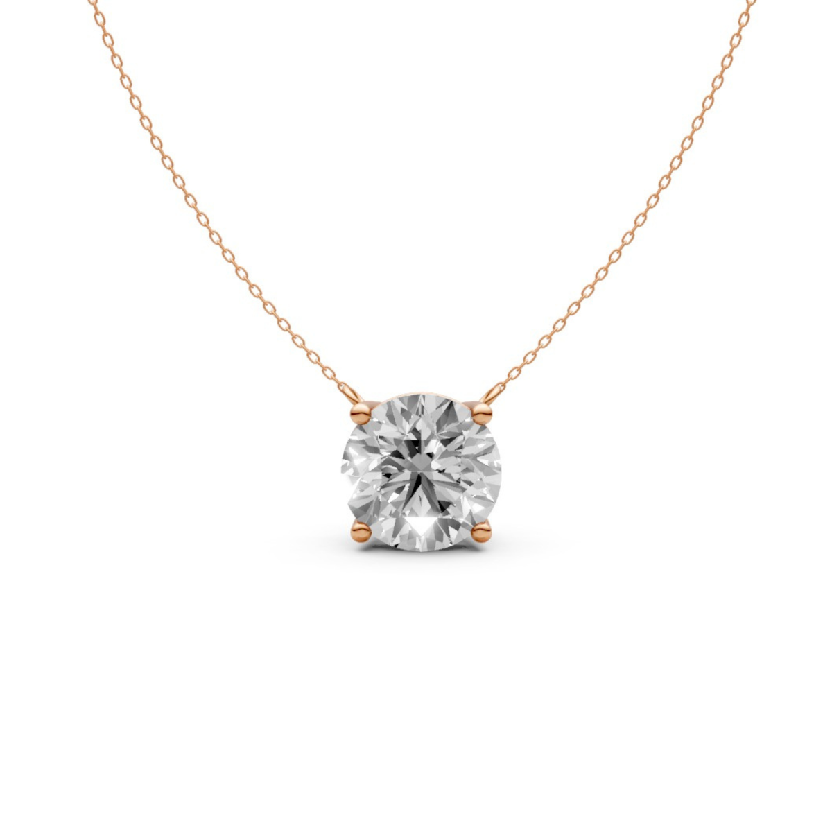 Round Diamond Solitaire Pendant in 18KT Gold, Four-Prong