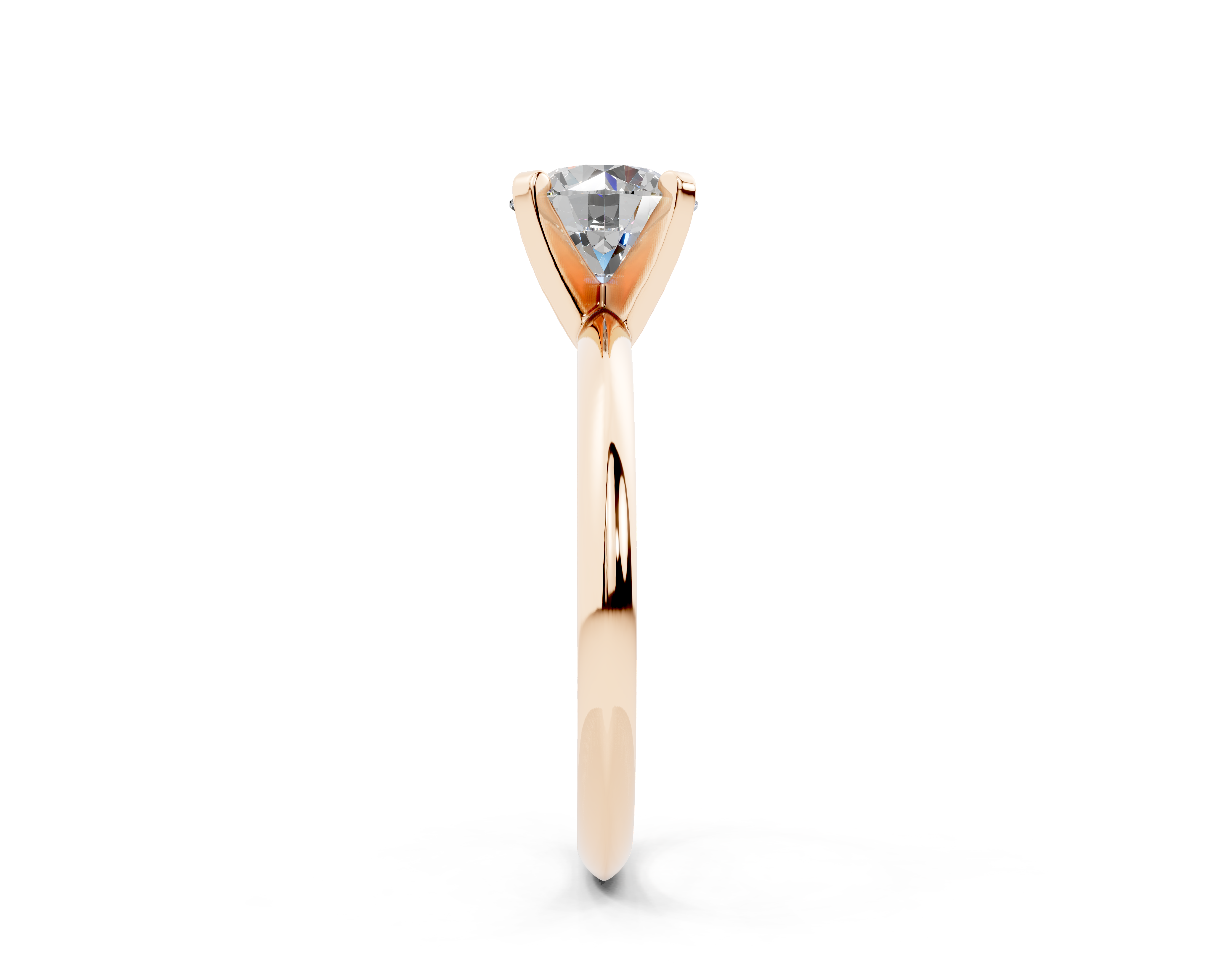 18K Gold Solitaire Knife Edge Round Diamond Engagement Ring 1 Carat - Rose Gold#Material_Rose Gold#