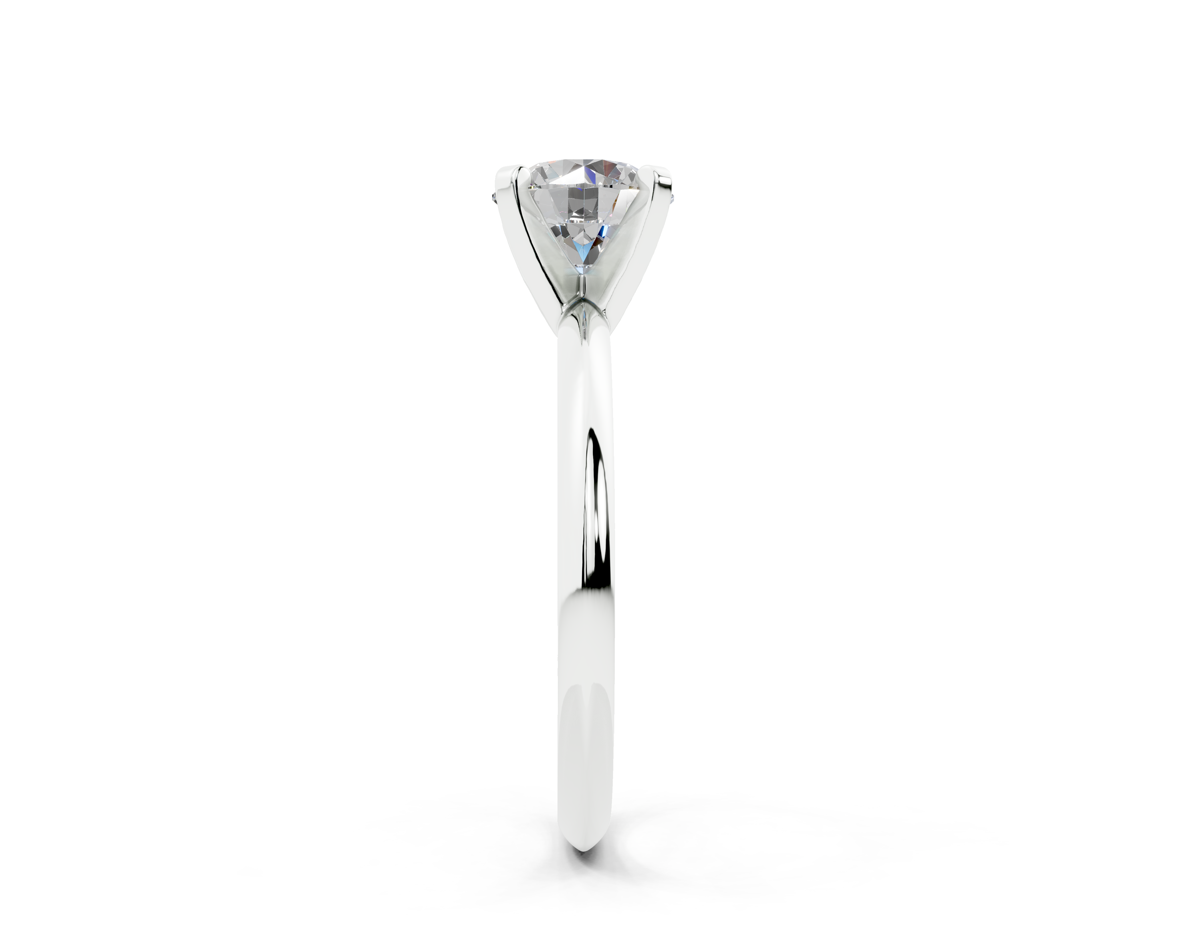 18K Gold Solitaire Knife Edge Round Diamond Engagement Ring 1 Carat - White Gold#Material_White Gold#