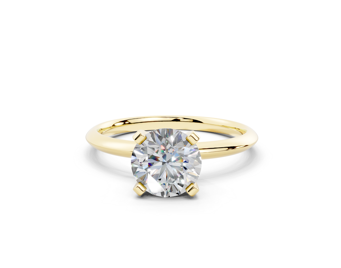 18K Gold Solitaire Knife Edge Round Diamond Engagement Ring 1 Carat