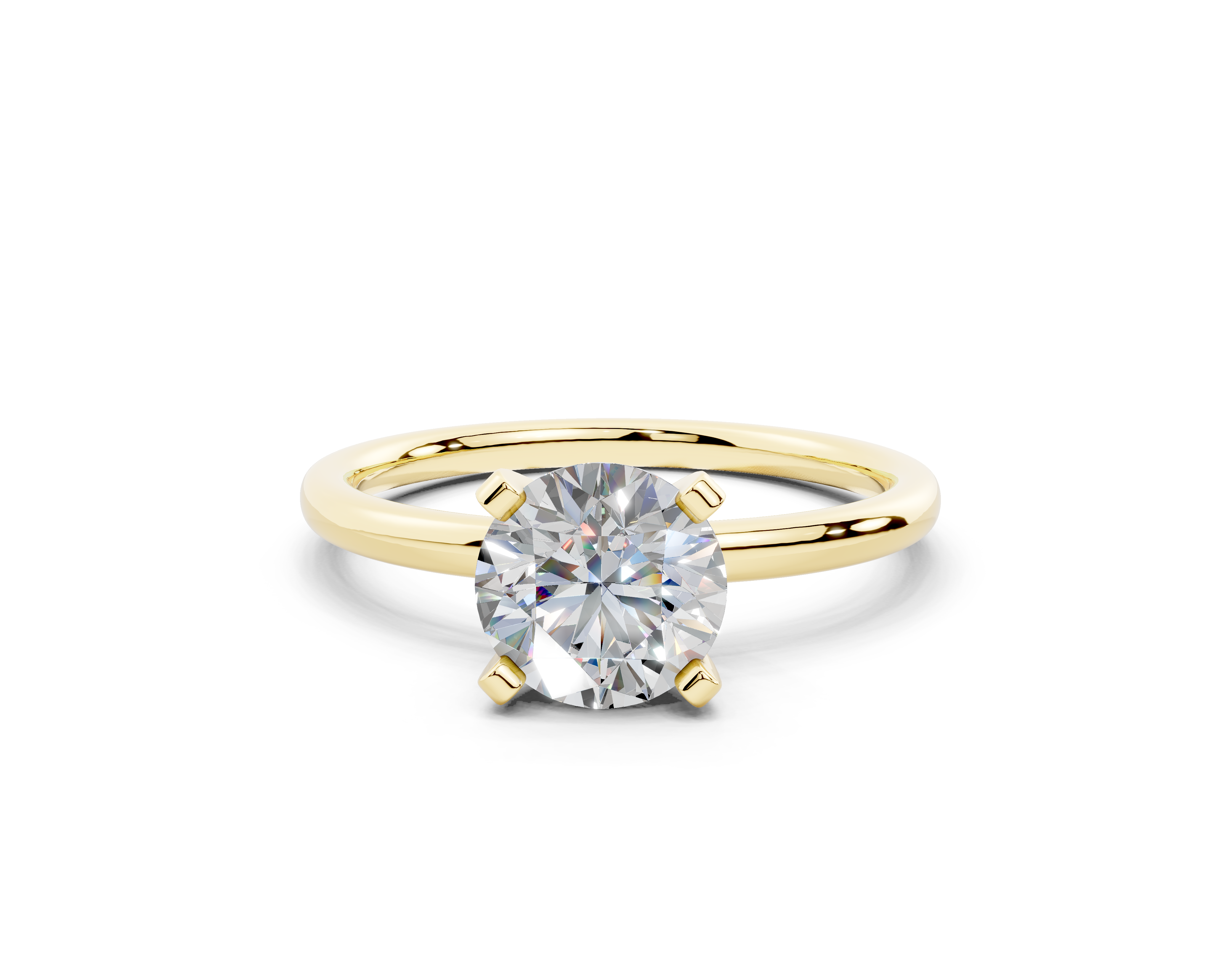 18K Gold Sleek Comfort Diamond Engagement Ring 1 Carat - Yellow Gold#Material_Yellow Gold#