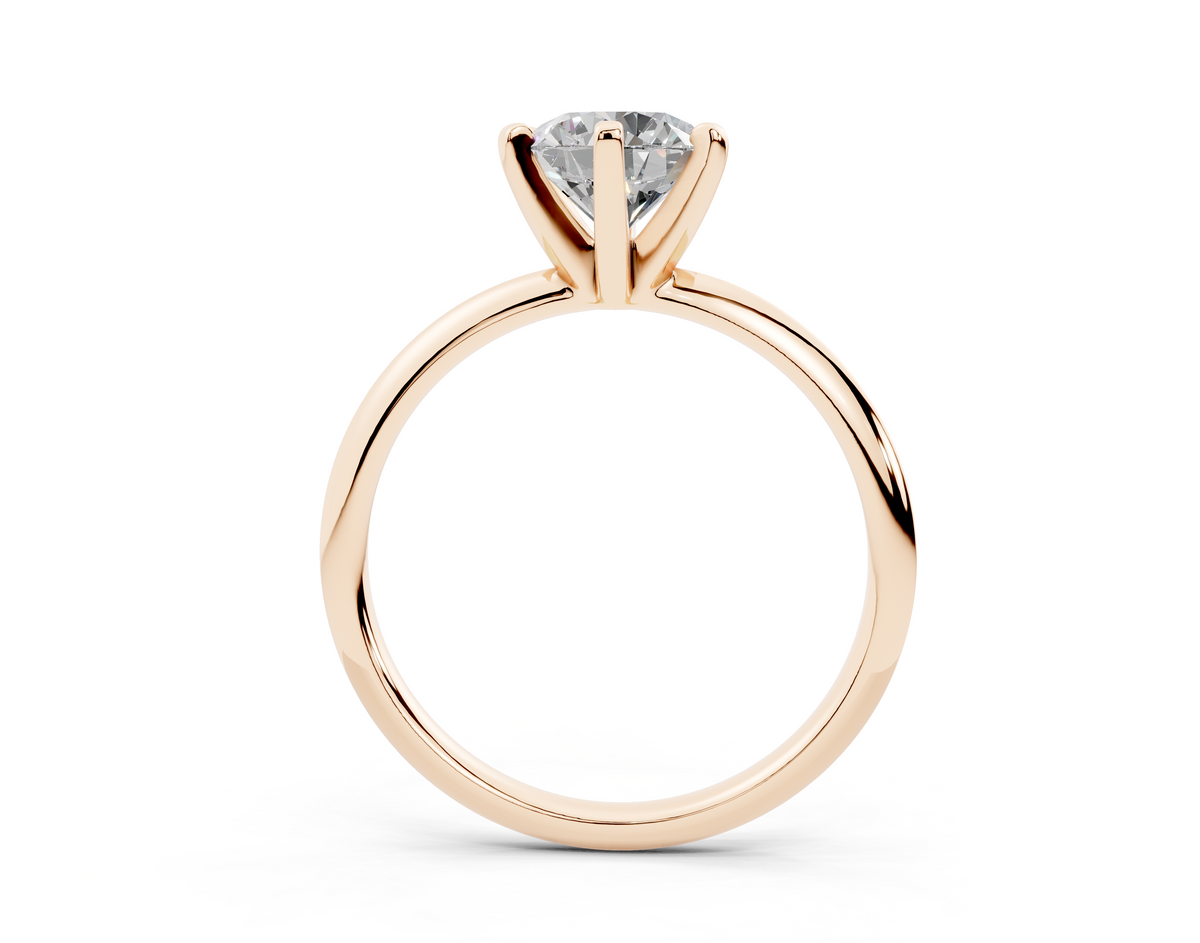 18k Gold Classic (Six Prong) Diamond Solitaire Engagement Ring 1 Carat - Rose Gold#Material_Rose Gold#