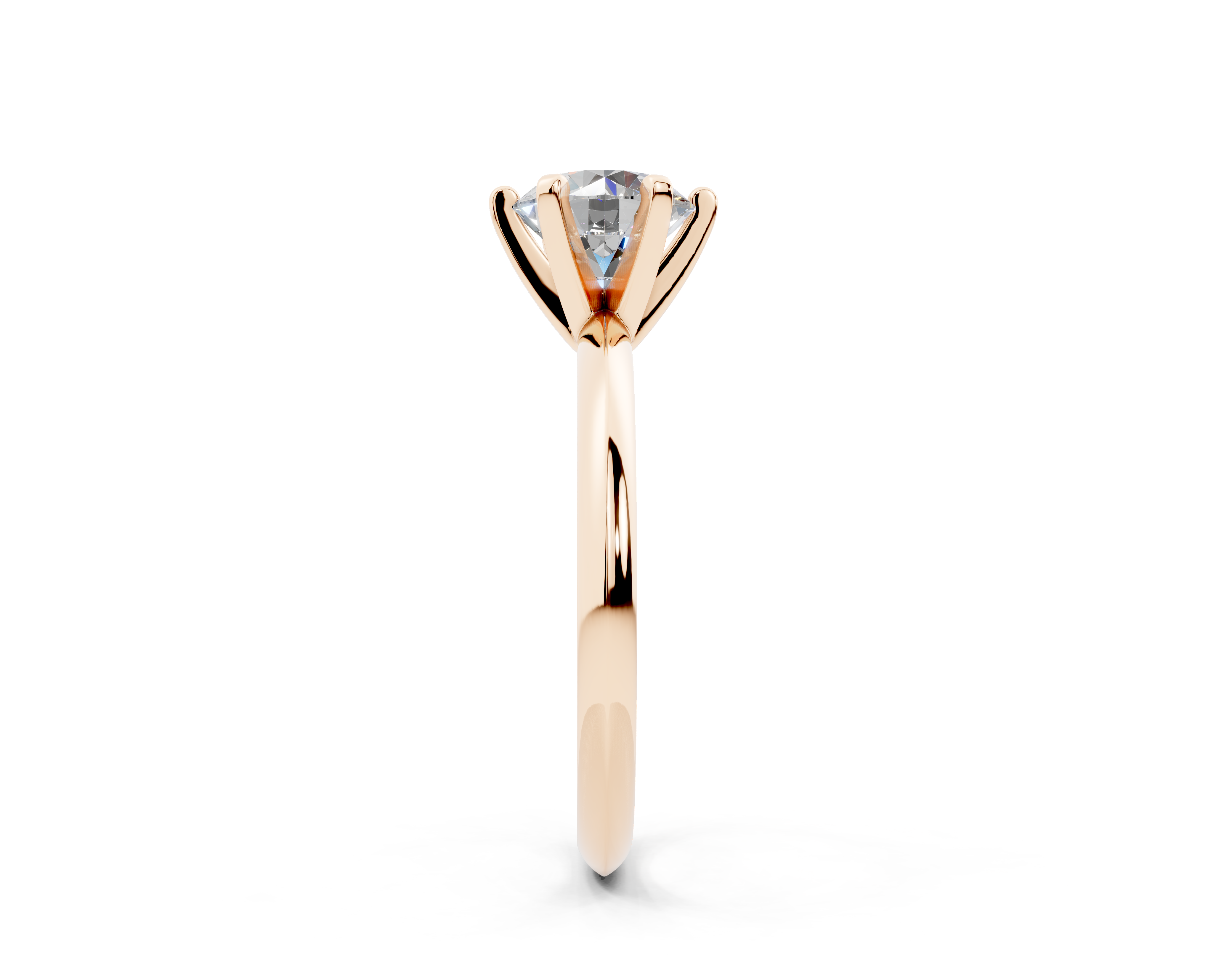 18k Gold Classic (Six Prong) Diamond Solitaire Engagement Ring 1 Carat - Rose Gold#Material_Rose Gold#