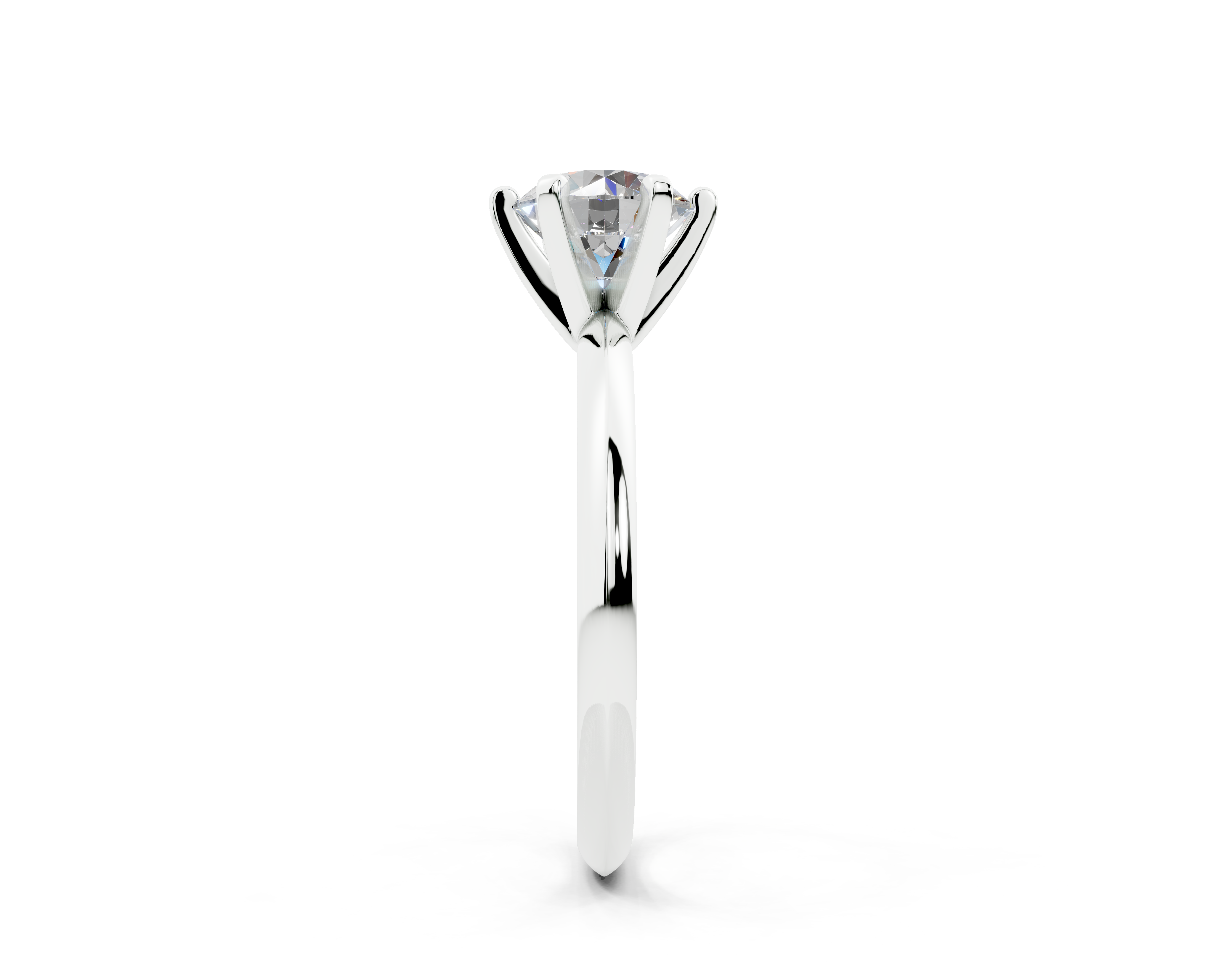 18k Gold Classic (Six Prong) Diamond Solitaire Engagement Ring 1 Carat - White Gold#Material_White Gold#