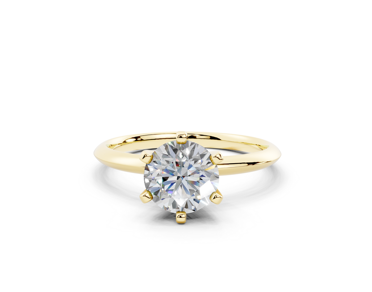 18k Gold Classic (Six Prong) Diamond Solitaire Engagement Ring 1 Carat - Yellow Gold#Material_Yellow Gold#