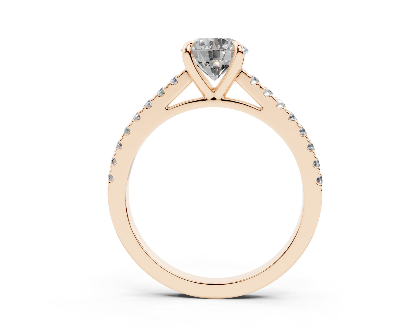 18K Gold Half Pavé Cathedral Diamond Engagement Ring 1 Carat