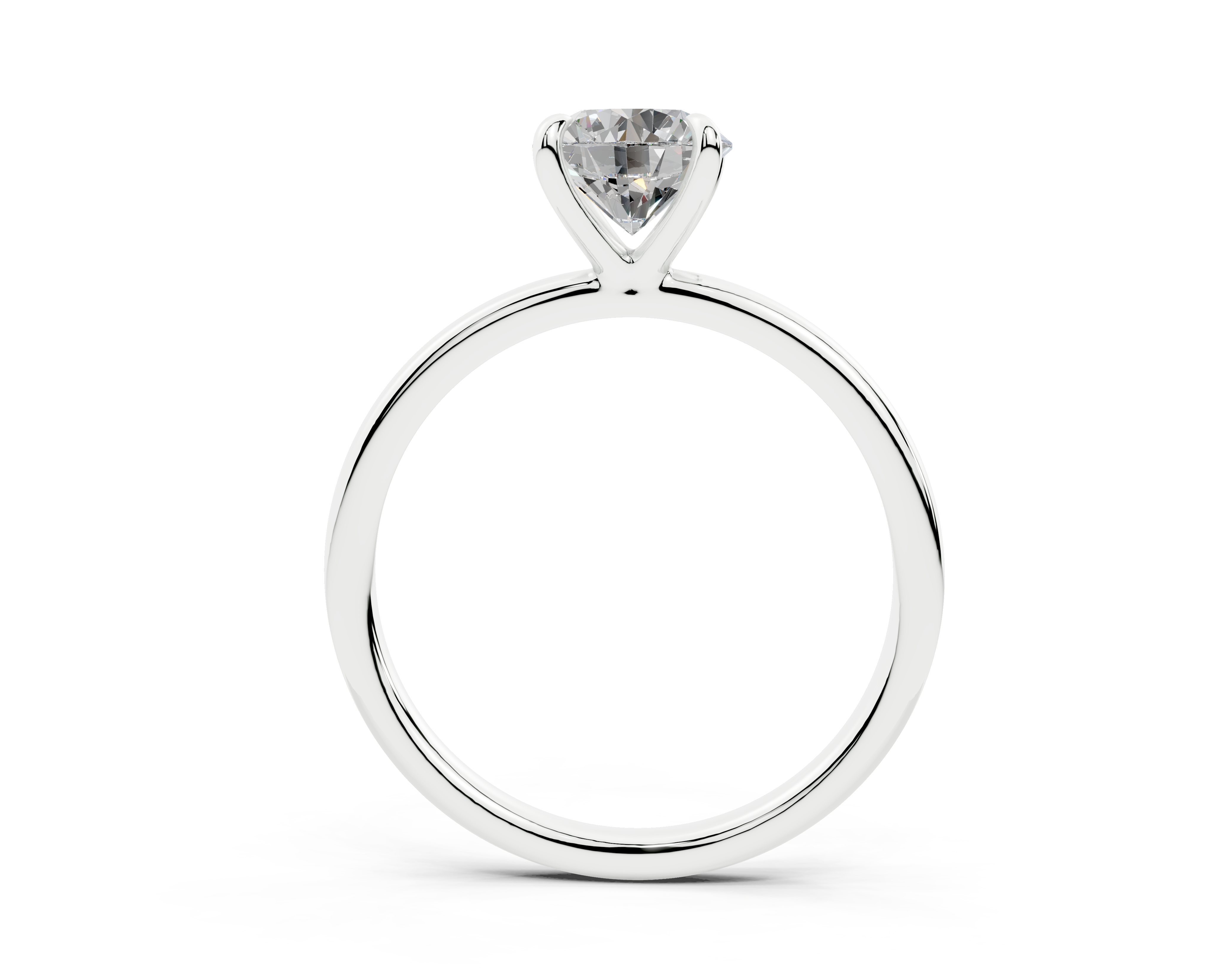18K Gold Claw Prong Sleek Solitaire Diamond Engagement Ring 1 Carat - White Gold#Material_White Gold#