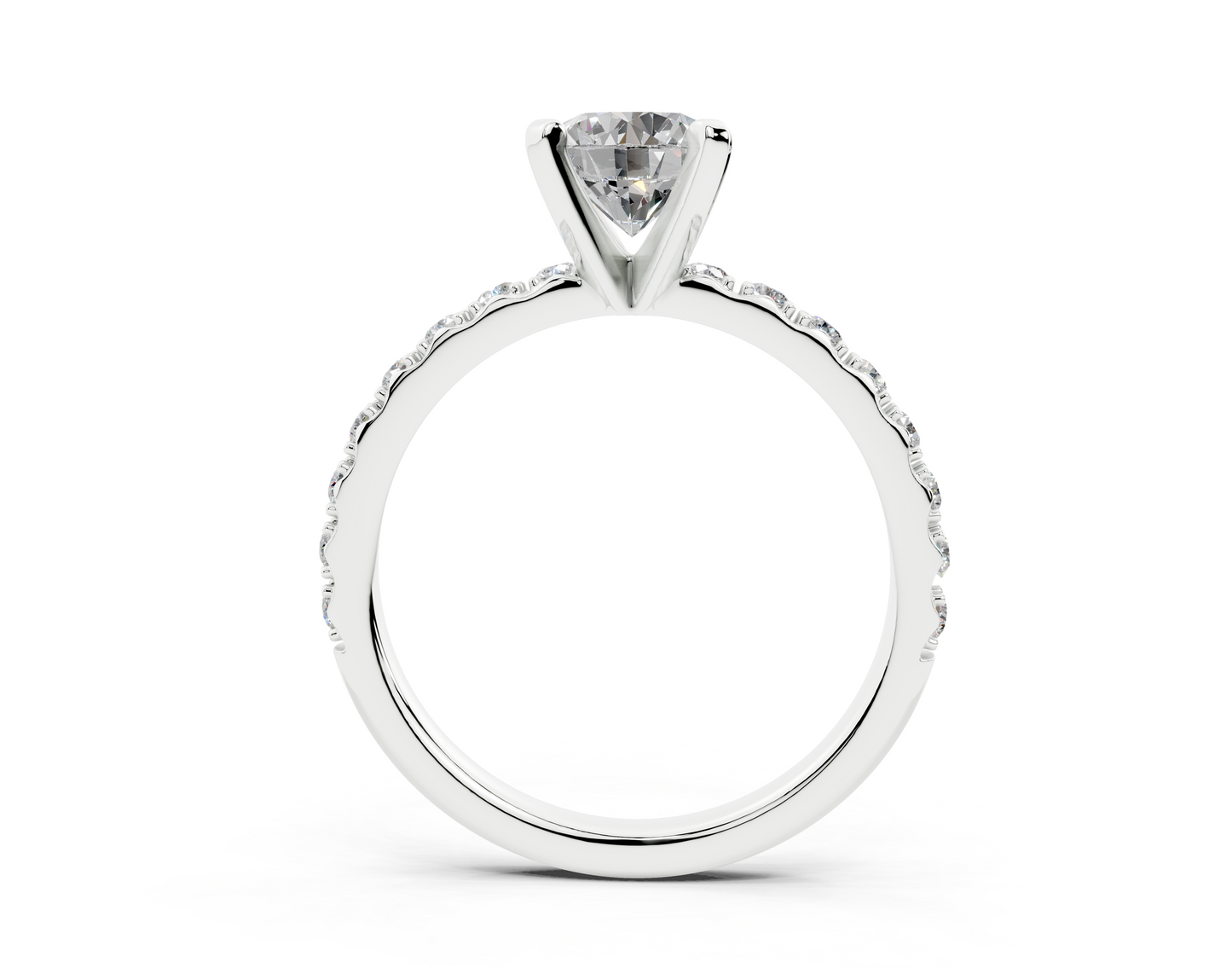 18K Gold French Cut Half Pavé Diamond Engagement Ring 1 Carat