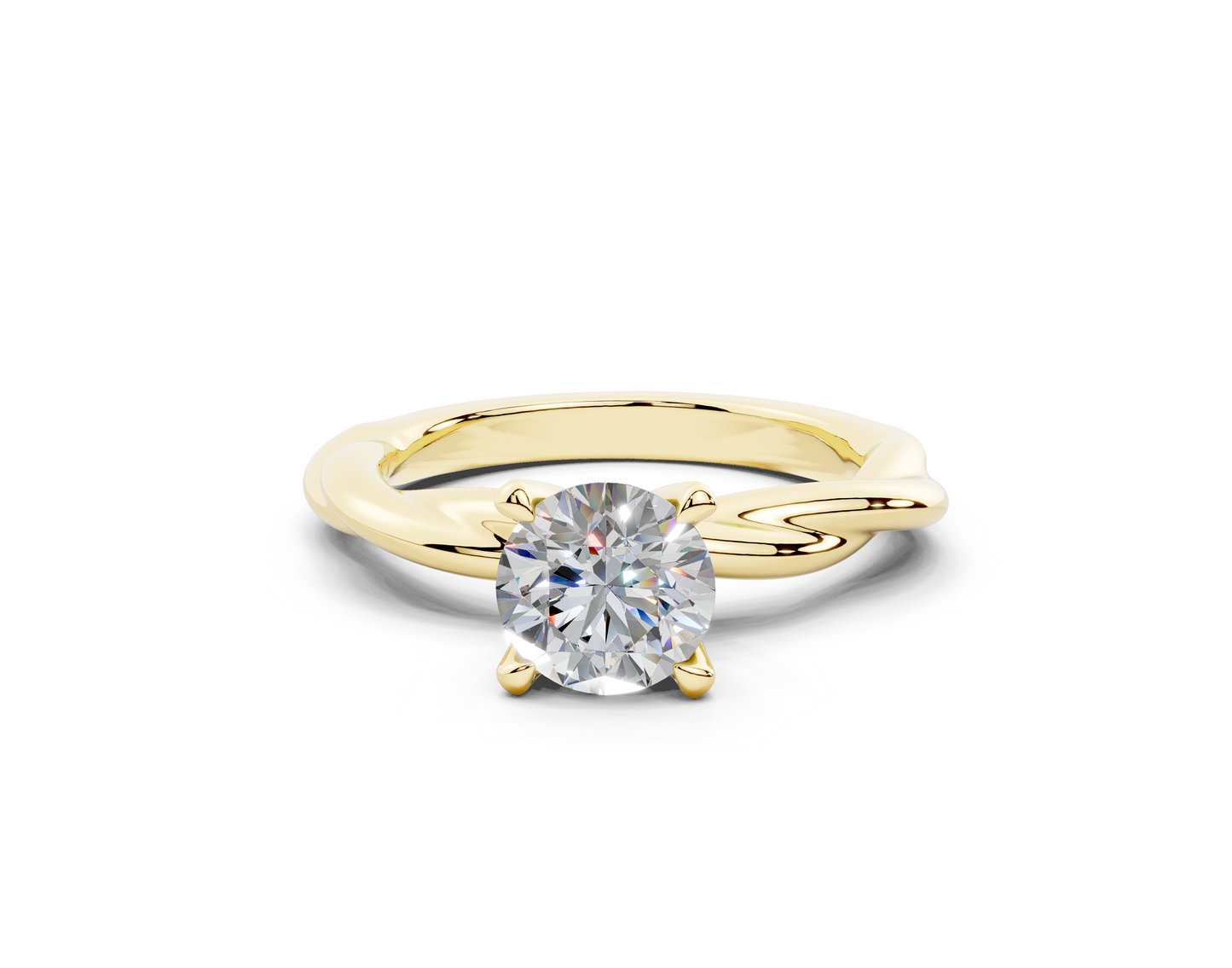 18k Gold Twisted Claw Prongs Diamond Engagement Ring 1 Carat