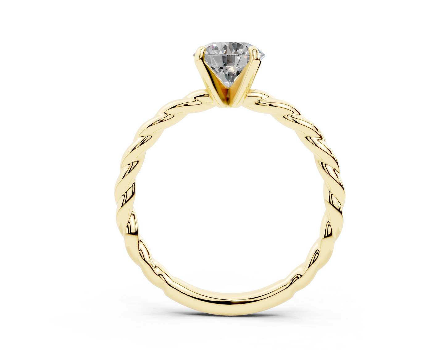 18K Gold Rope Knot Cable Solitaire Diamond Engagement Ring 1 Carat