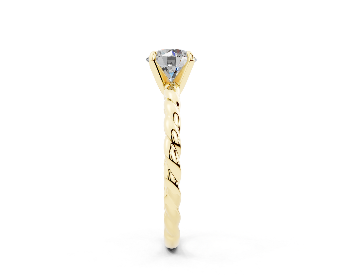 18K Gold Rope Knot Cable Solitaire Diamond Engagement Ring 1 Carat