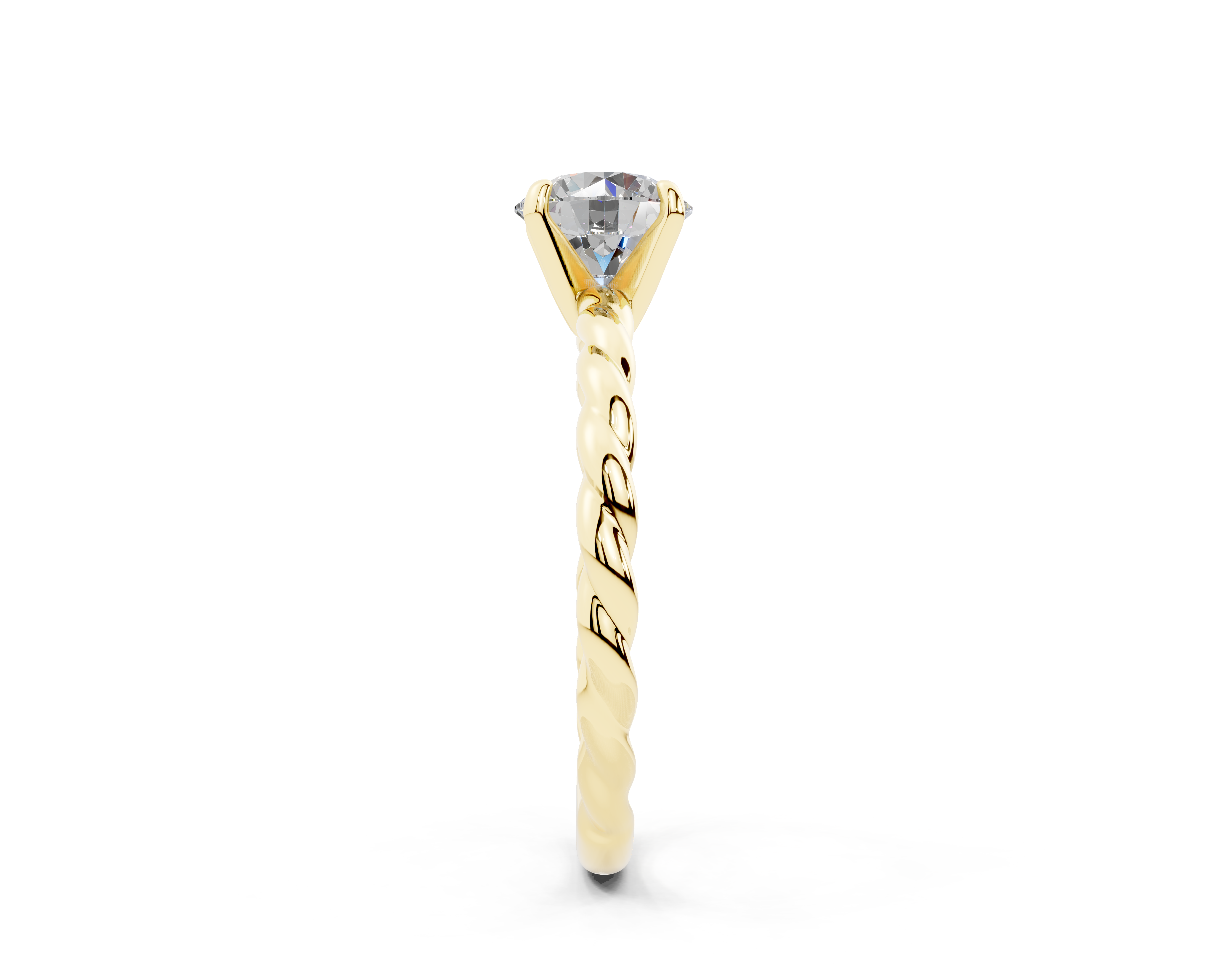 18K Gold Rope Knot Cable Solitaire Diamond Engagement Ring 1 Carat - Yellow Gold#Material_Yellow Gold#