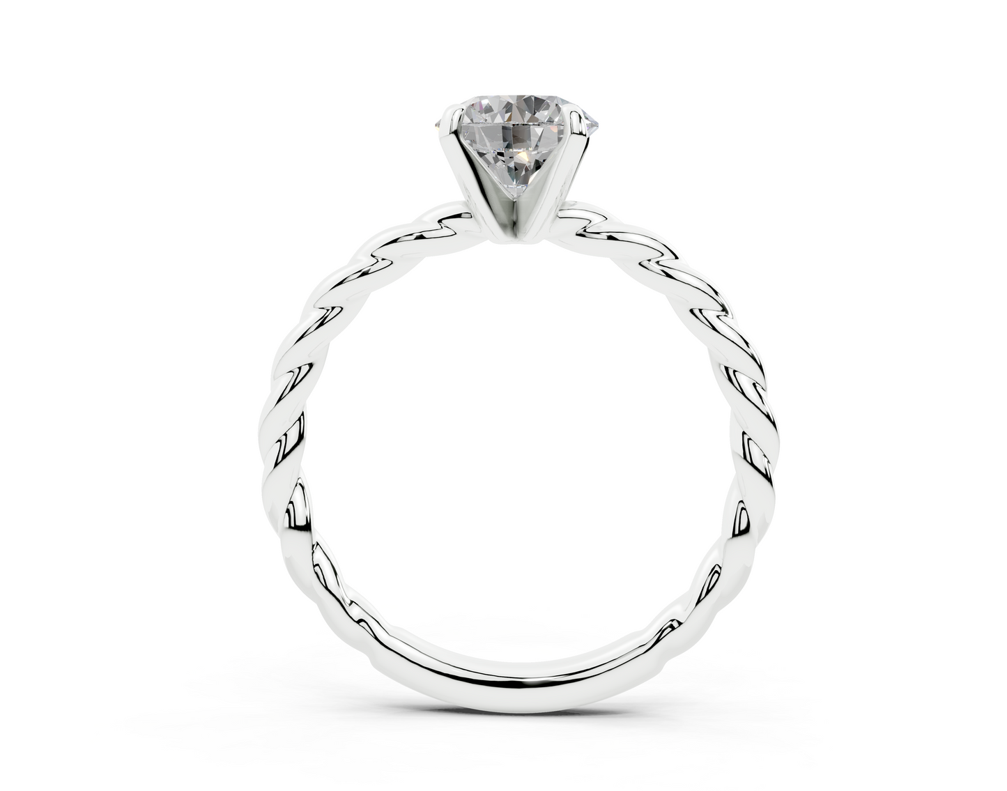 18K Gold Rope Knot Cable Solitaire Diamond Engagement Ring 1 Carat