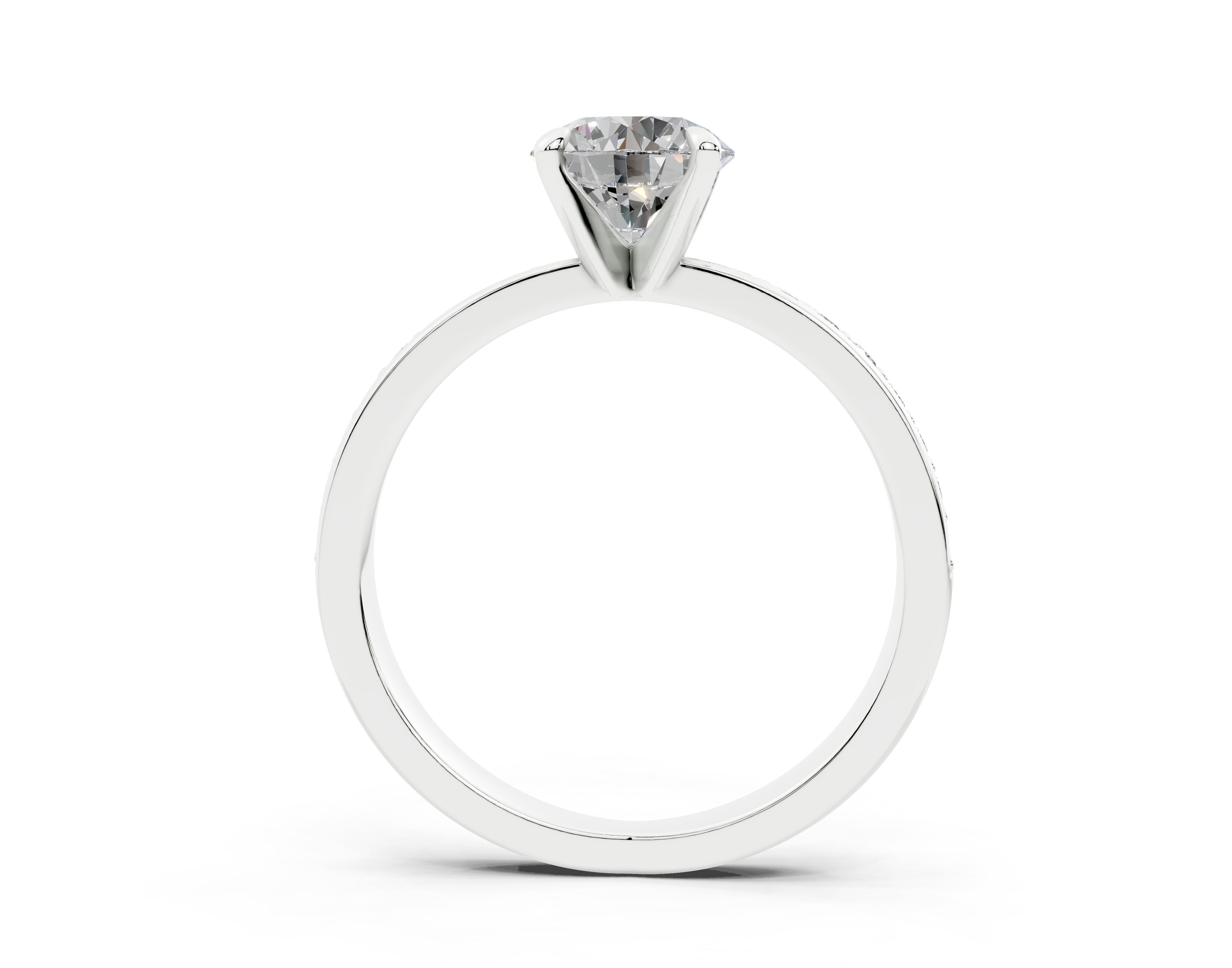 18K Gold Comfort Half Pavé Diamond Engagement Ring 1 Carat - White Gold#Material_White Gold#