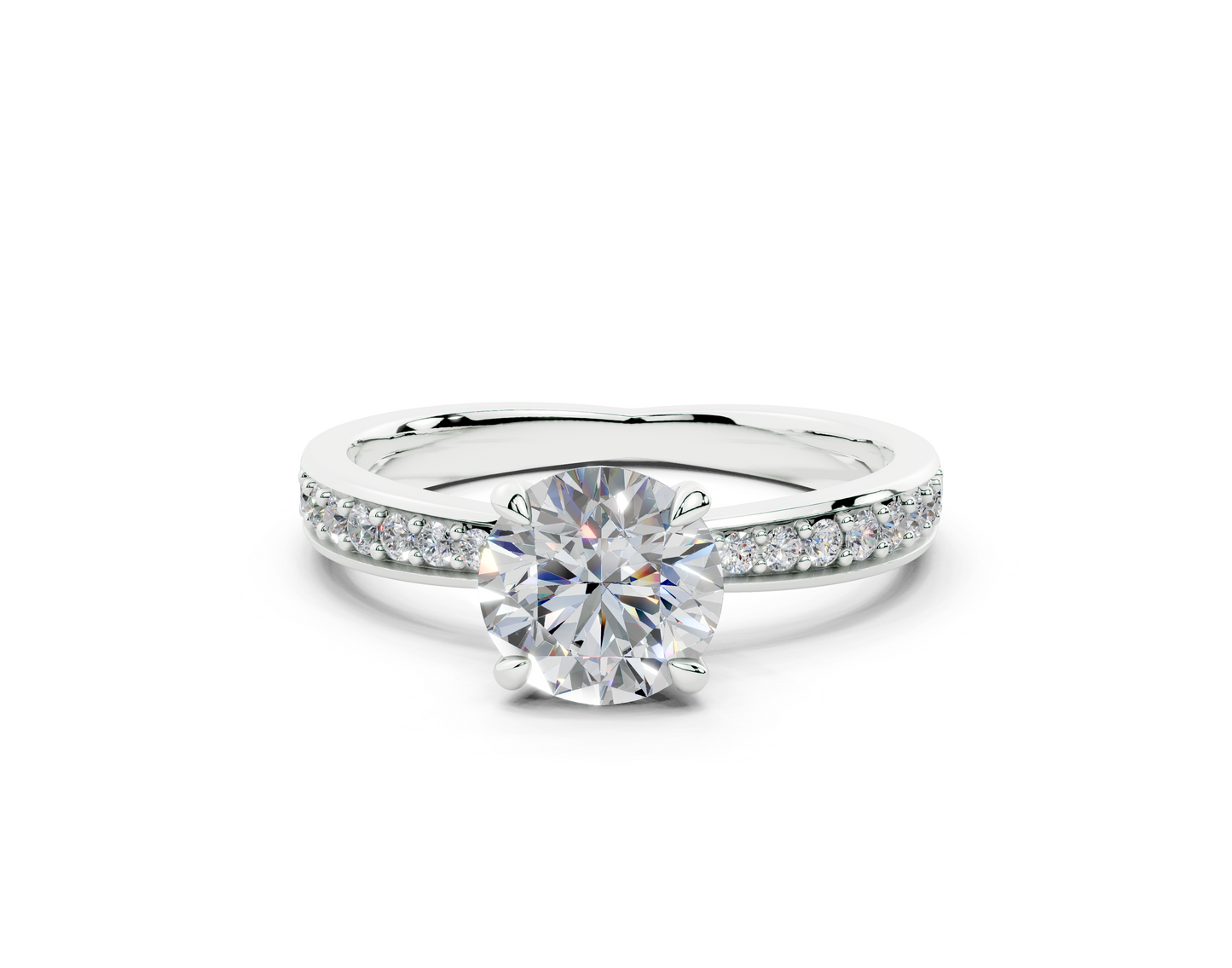 18K Gold Comfort Half Pavé Diamond Engagement Ring 1 Carat