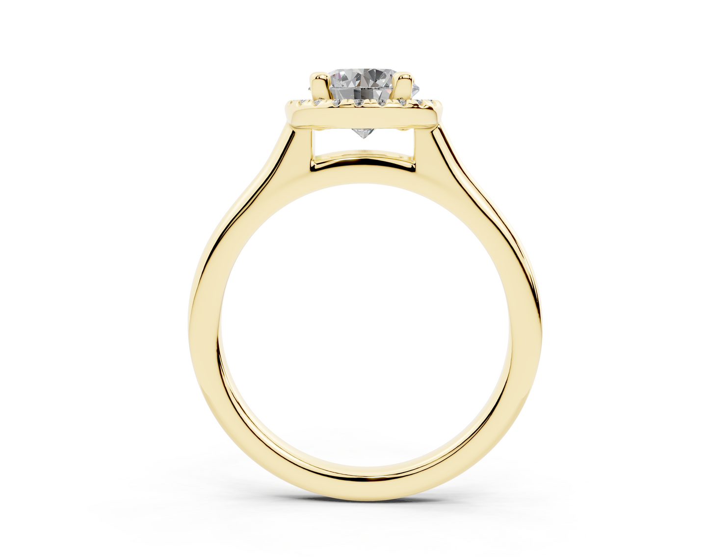 18K Gold Half Pavé Halo Diamond Engagement Ring 1 Carat