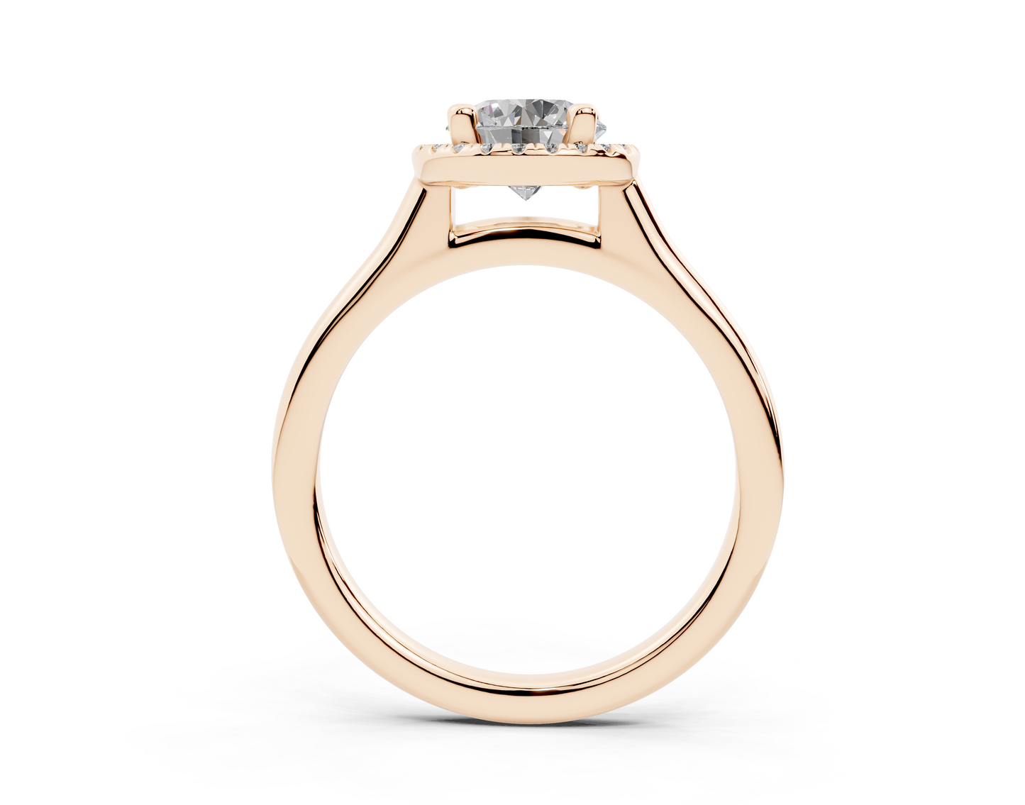18K Gold Half Pavé Halo Diamond Engagement Ring 1 Carat