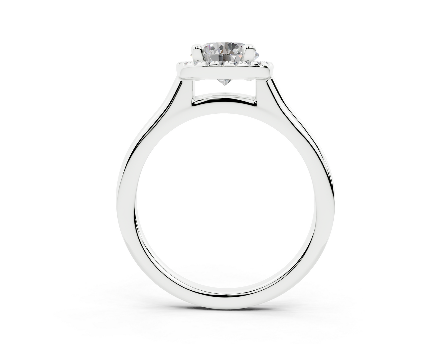 18K Gold Half Pavé Halo Diamond Engagement Ring 1 Carat