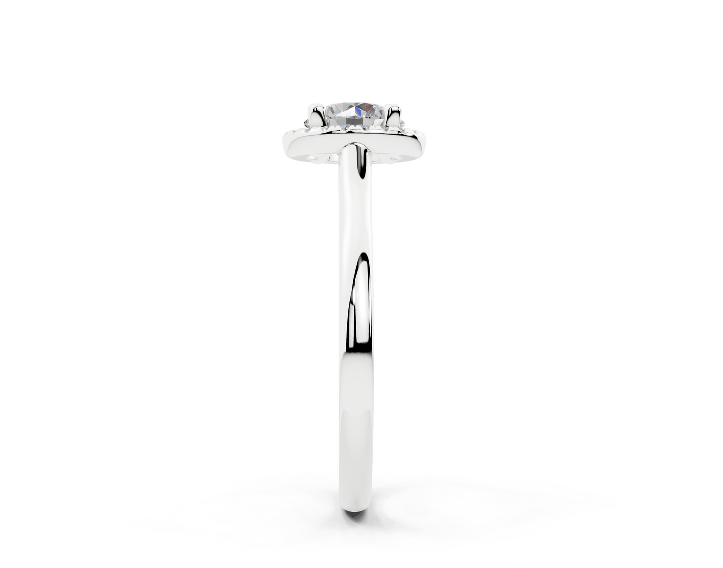 18K Gold Half Pavé Halo Diamond Engagement Ring 1 Carat