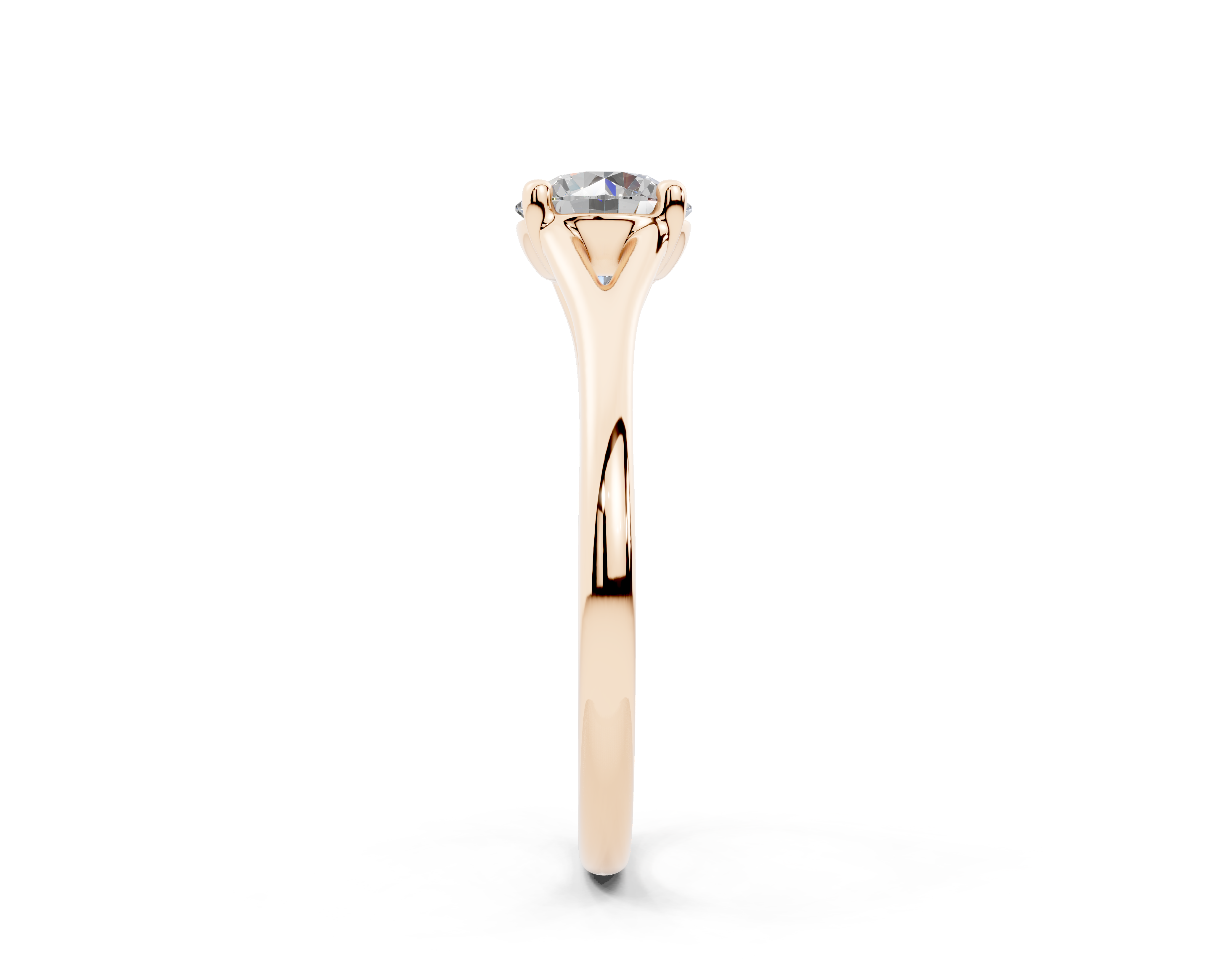 18K Gold Comfort Split Shank Solitaire Diamond Engagement Ring 1 Carat - Rose Gold#Material_Rose Gold#
