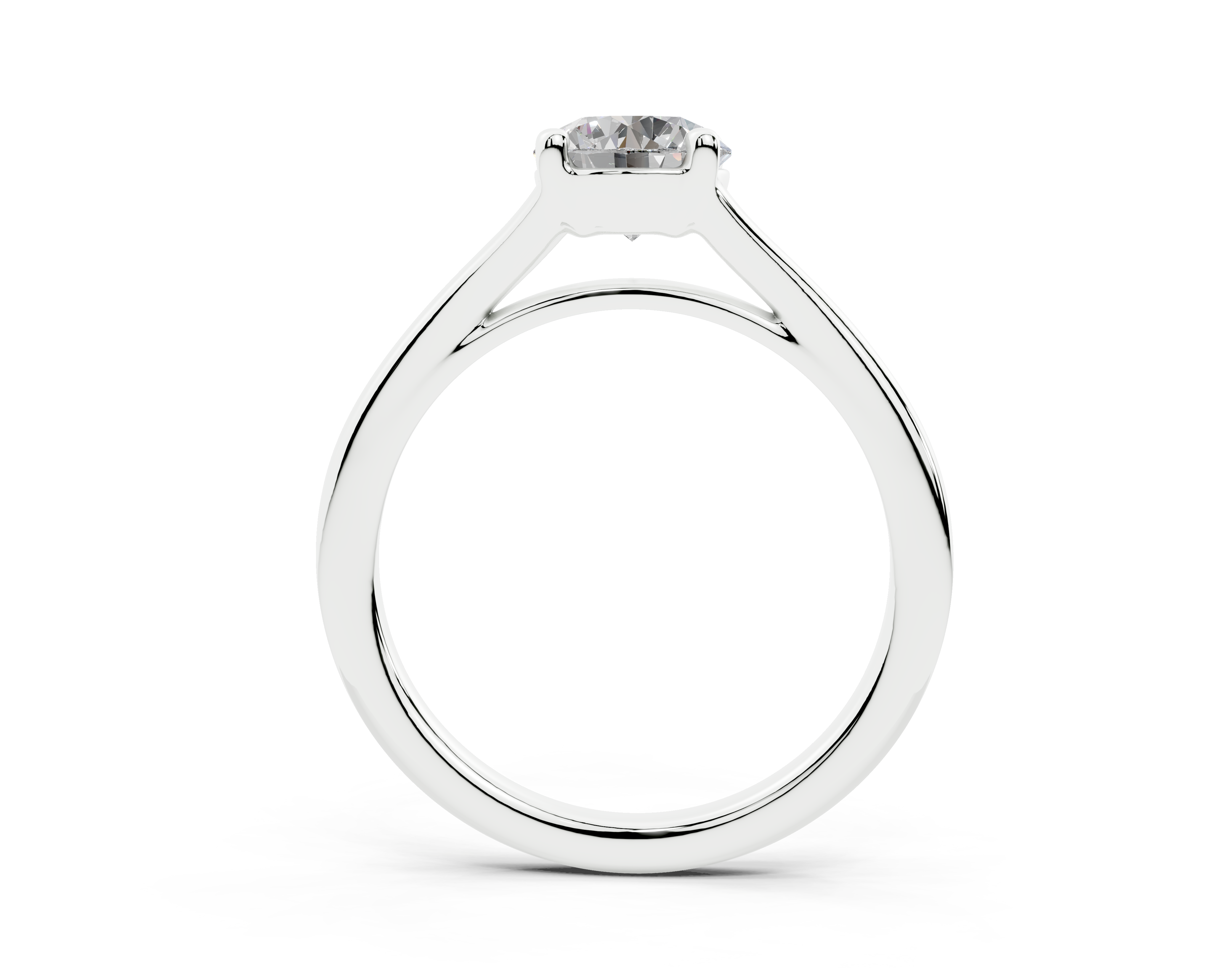 18K Gold Comfort Split Shank Solitaire Diamond Engagement Ring 1 Carat - White Gold#Material_White Gold#