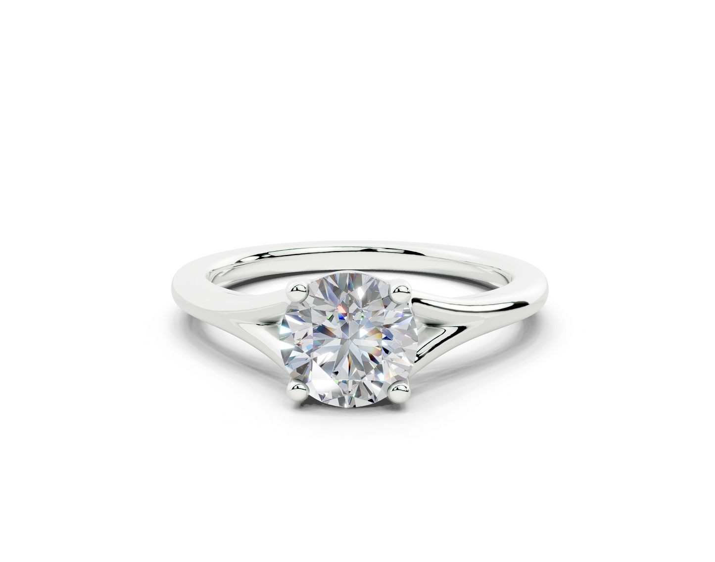18K Gold Comfort Split Shank Solitaire Diamond Engagement Ring 1 Carat
