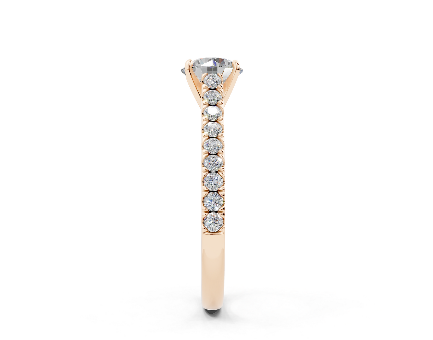 18K Gold Sleek Prong Round Shaped Diamond Engagement Ring 1 Carat
