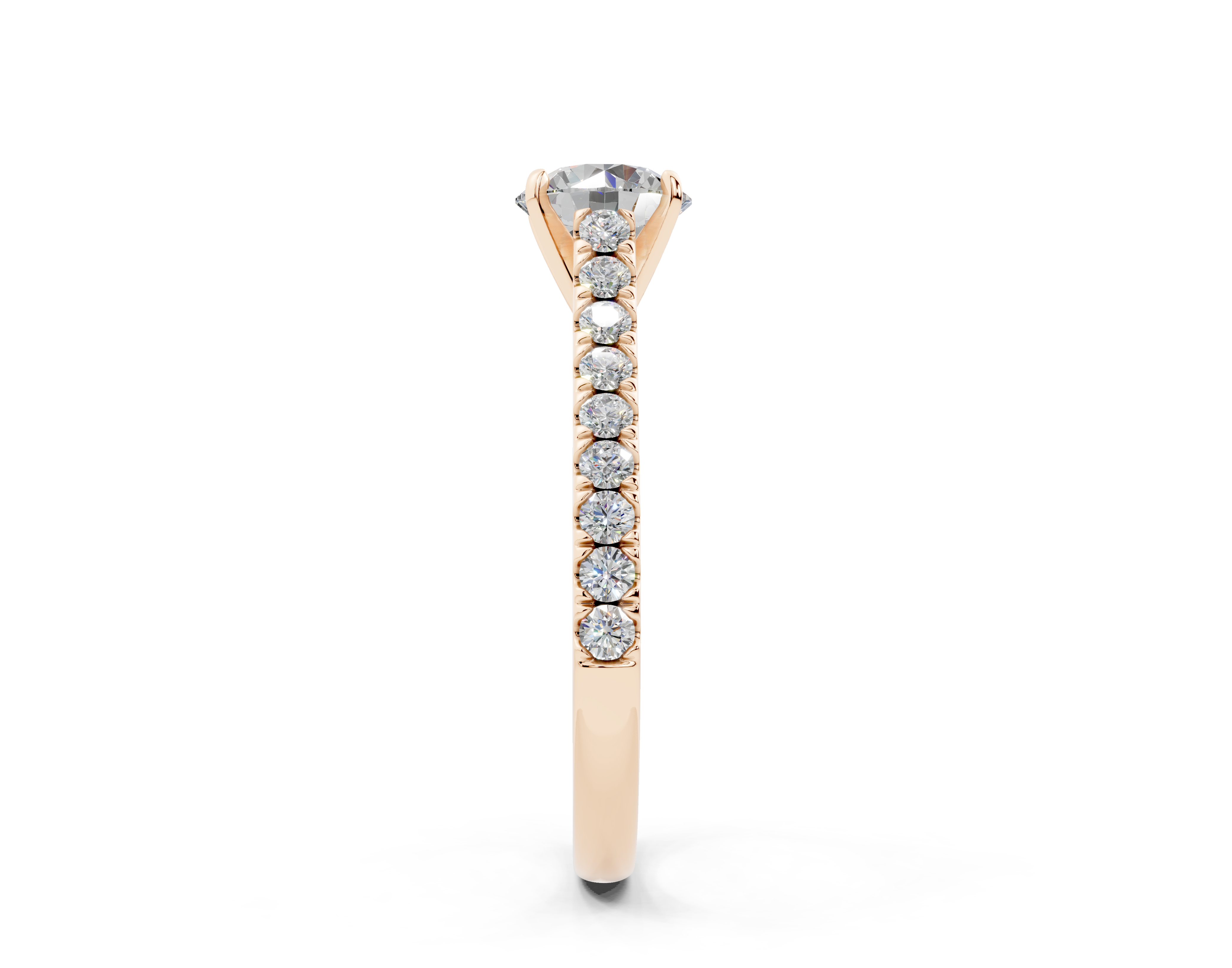 18K Gold Sleek Prong Round Shaped Diamond Engagement Ring 1 Carat - Rose Gold#Material_Rose Gold#