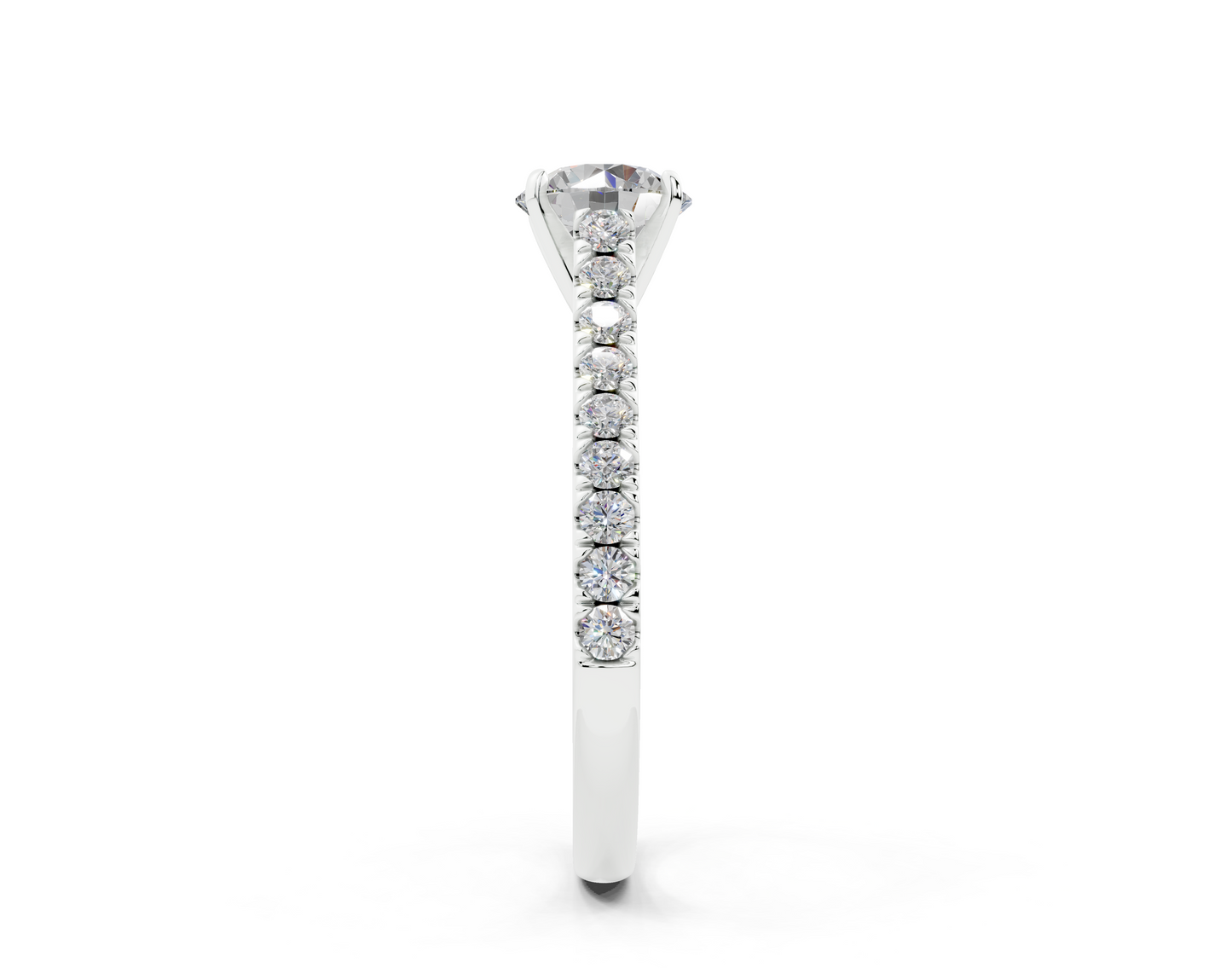 18K Gold Sleek Prong Round Shaped Diamond Engagement Ring 1 Carat