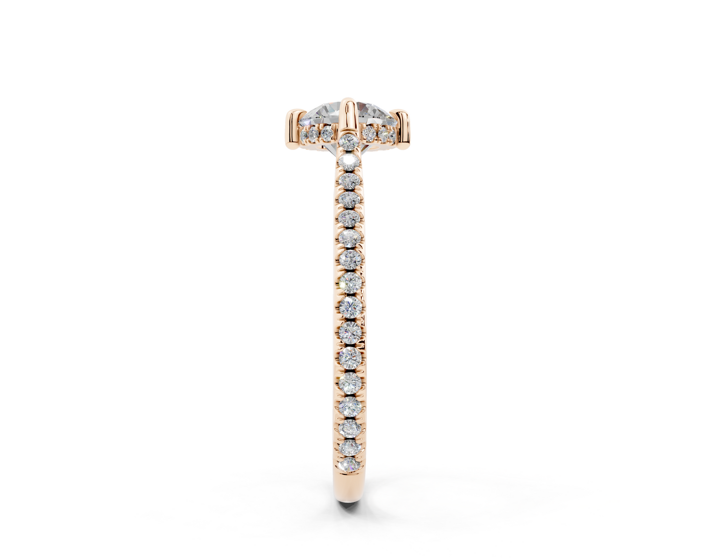18K Gold Cathedral Half Pavé Crown Diamond Engagement Ring 1 Carat