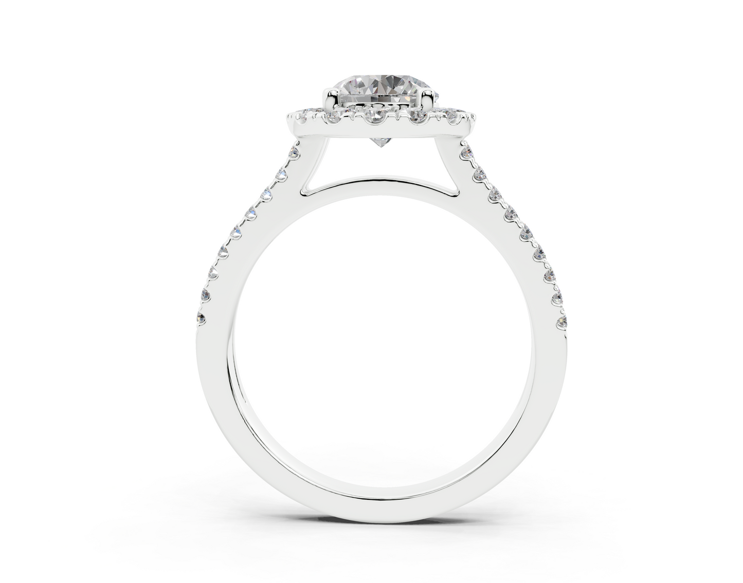 18K Gold Double Shank Halo Diamond Engagement Ring 1 Carat